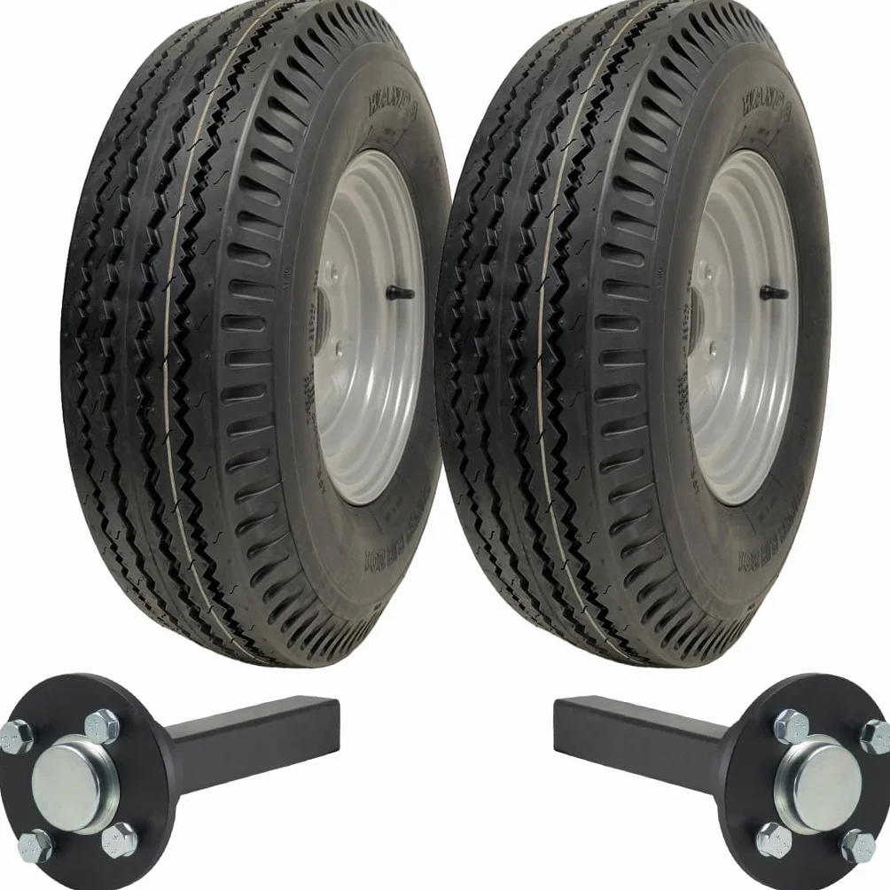 Parnells - Kit Rimorchio ad Alta Velocità - 2 Pneumatici e Ruote, 5.00-10 + 2 Mozzi PCD da 100 mm, Assali 35x35 mm, Diametro 508 mm, Capacità Totale 710 kg - Senza Intoppi, Ruote Omologate