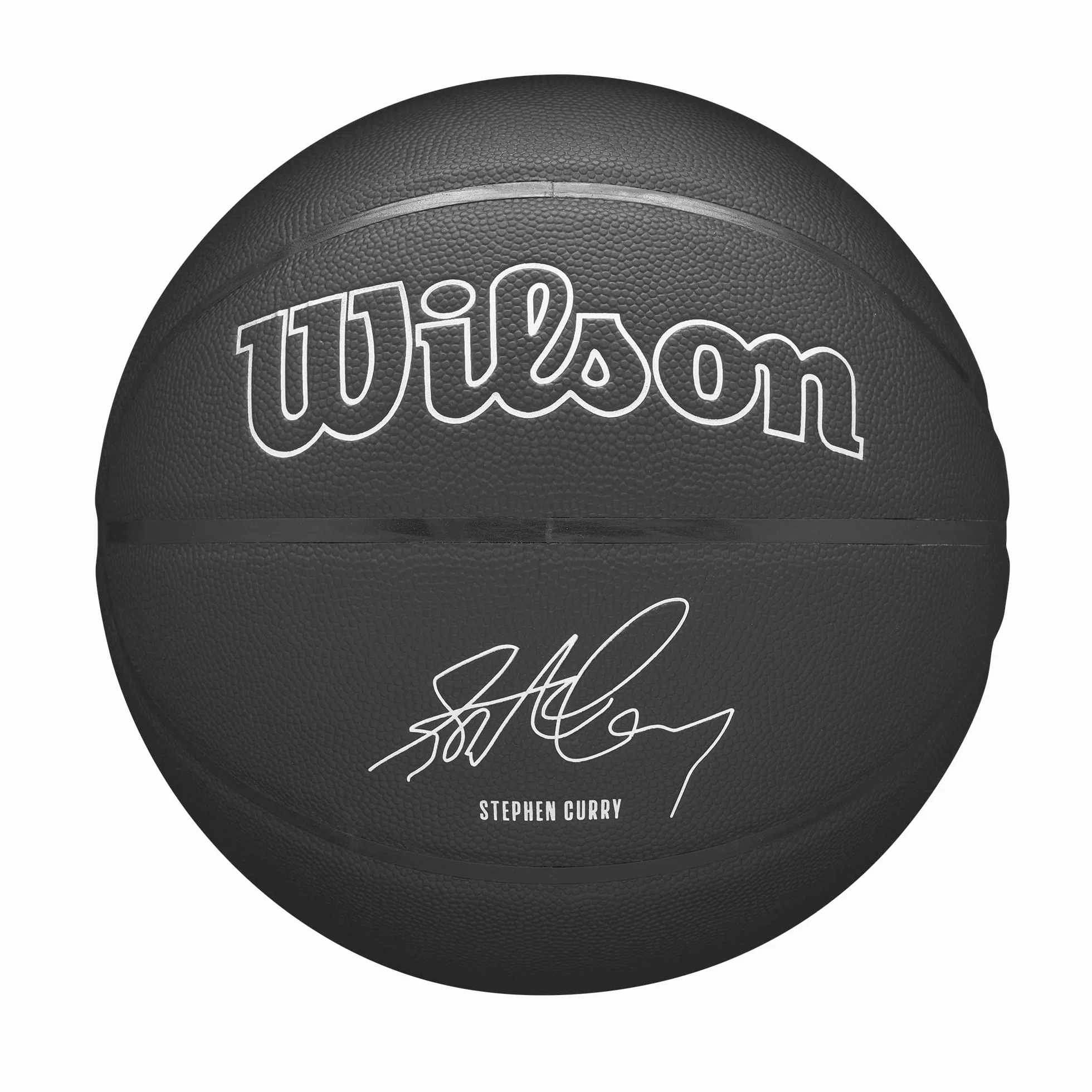 Wilson Pallone da Basket NBA Player Evergreen, Con Rivestimento Pure Feel, Ideale Per Giocare All'Aperto, Resistente Alle Intemperie, Giocatore: Curry, Colore: Nero, Taglia: 7