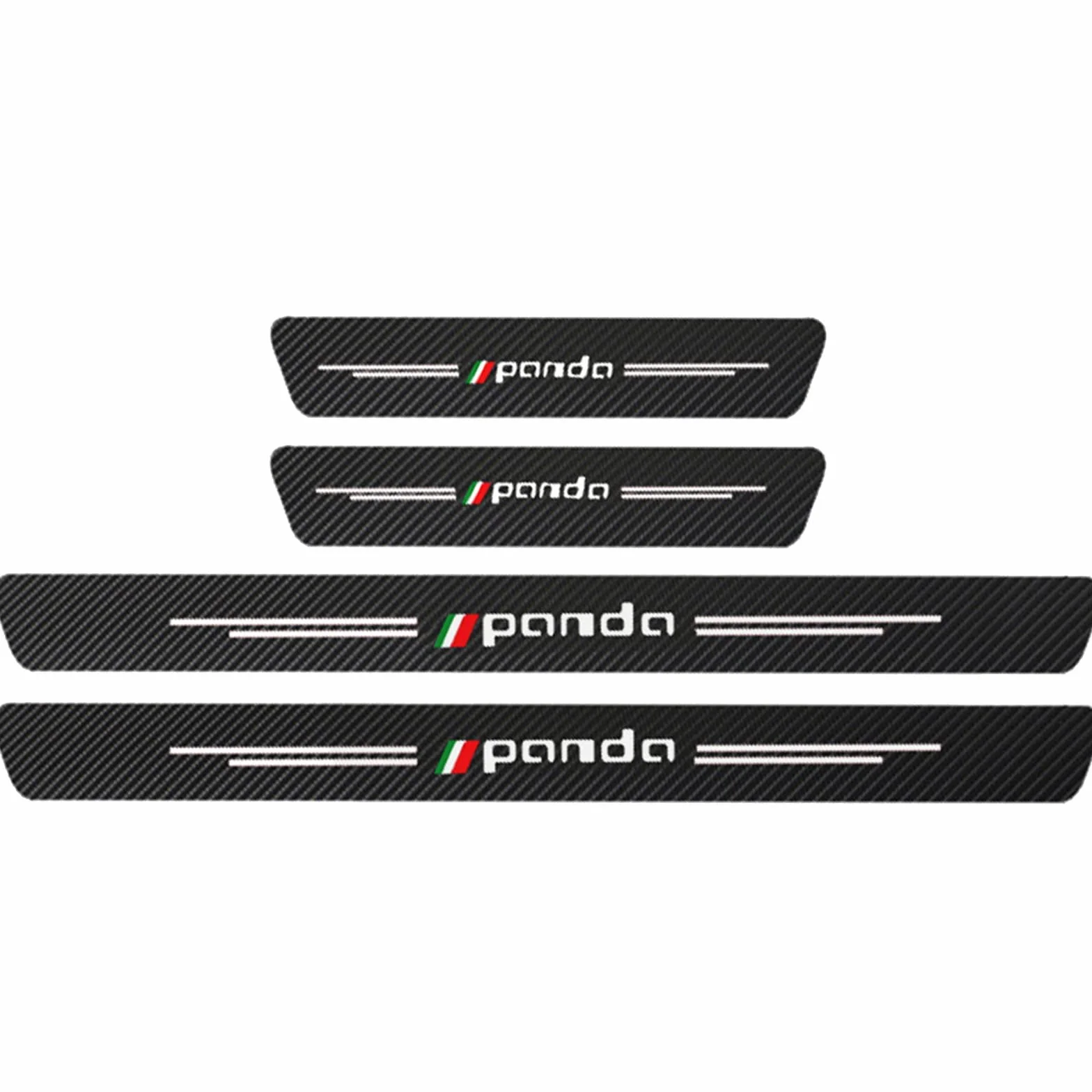 4 Pezzi Fibra di Carbonio Battitacco per Auto Sticker, per Fi-at 500 500C 500X 500L Panda Bravo Punto, Esterno Battitacco Protezione Plates Anti-Graffio Scuff Adesivi Decorativi Accessori, Panda
