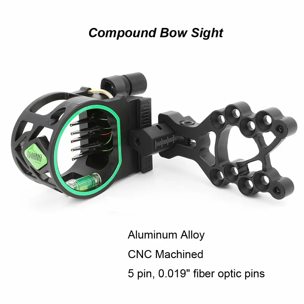 SHARROW Mirino per Arco Compound 5 Pin Regolabile Alluminio Accessori per Caccia