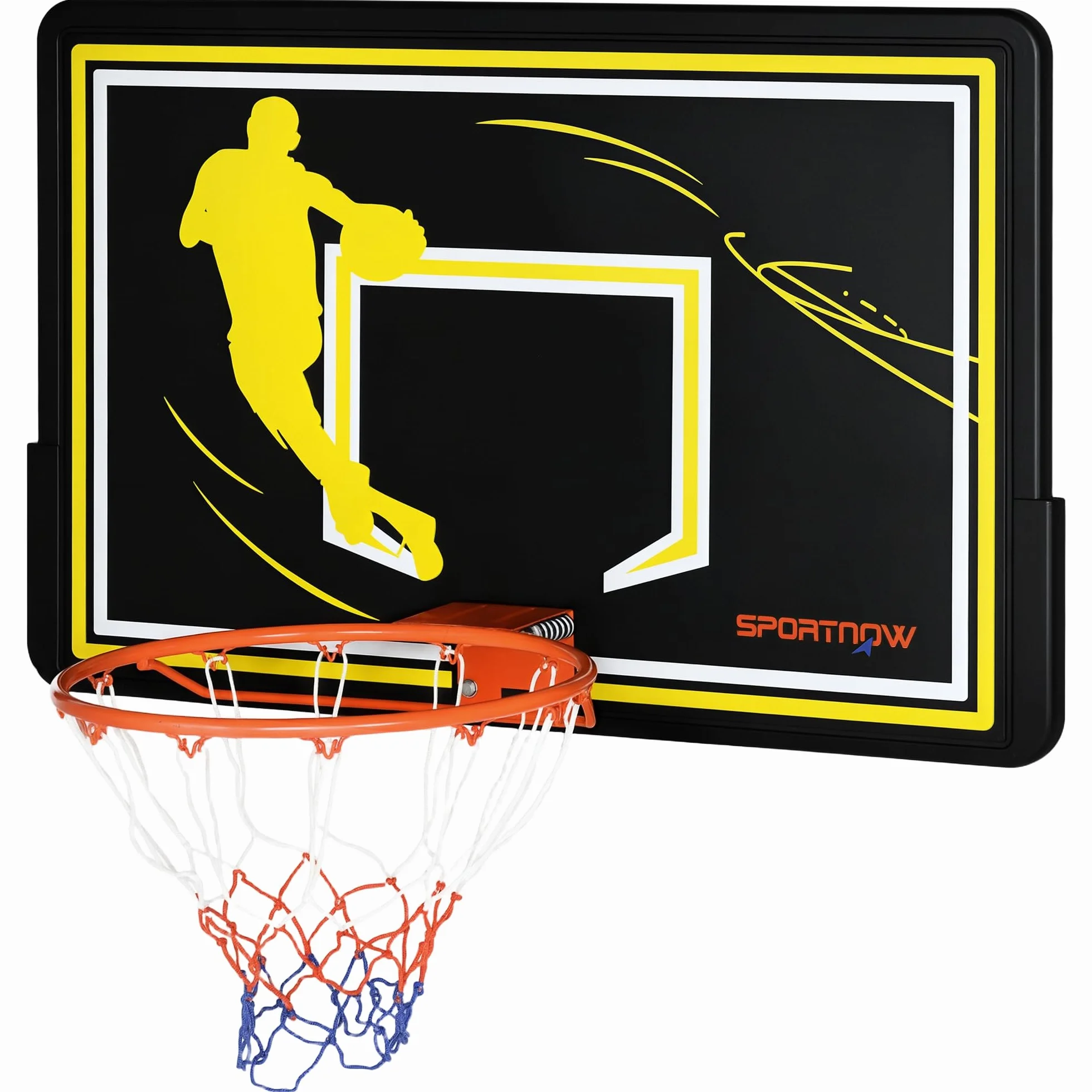 SPORTNOW Canestro Basket Indoor Outdoor Acciaio PE 110x90x70 cm Nero Giallo