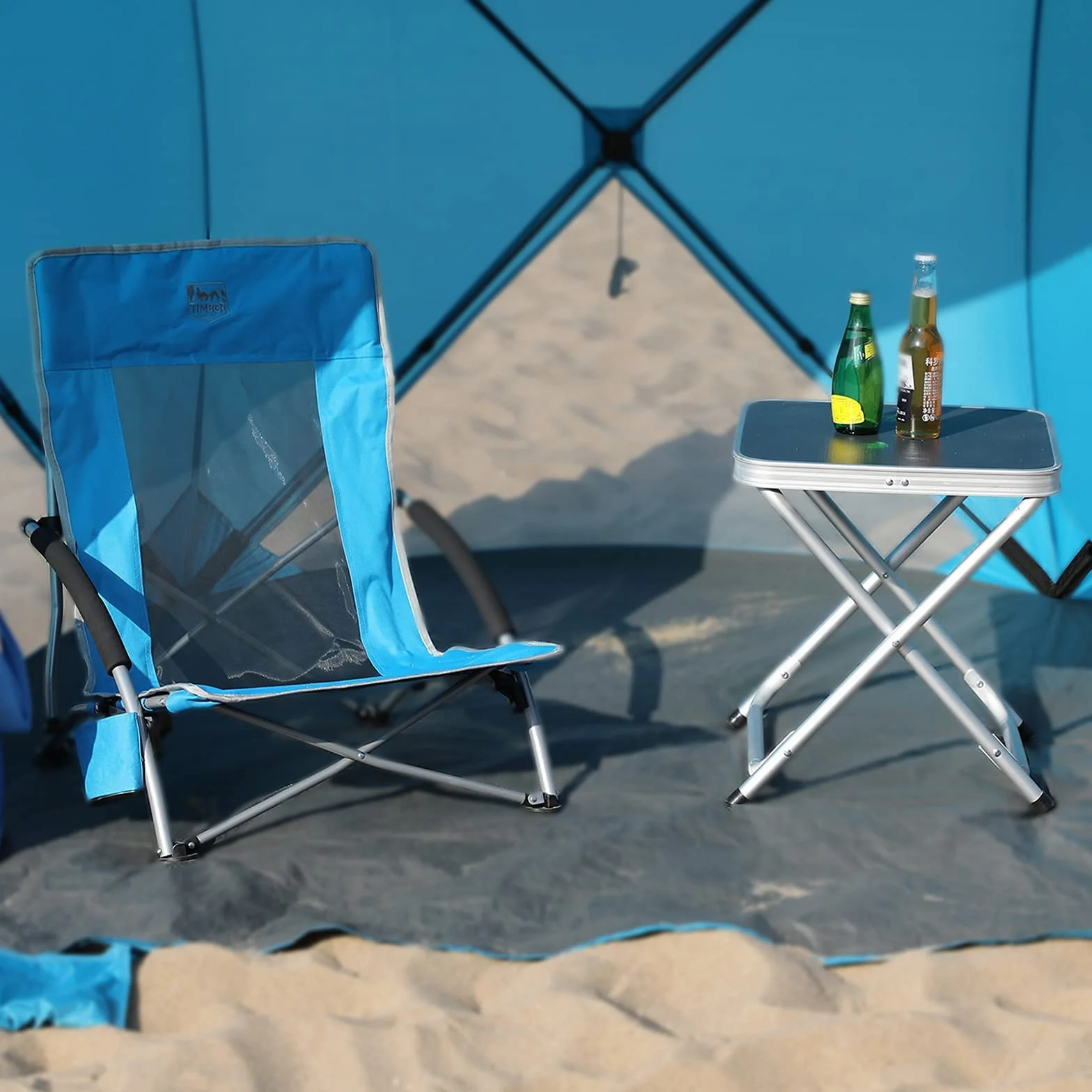 TIMBER RIDGE Sedia da Spiaggia Pieghevole Portatile con Basso Seduta, Schienale Alto Mesh Ultraleggero