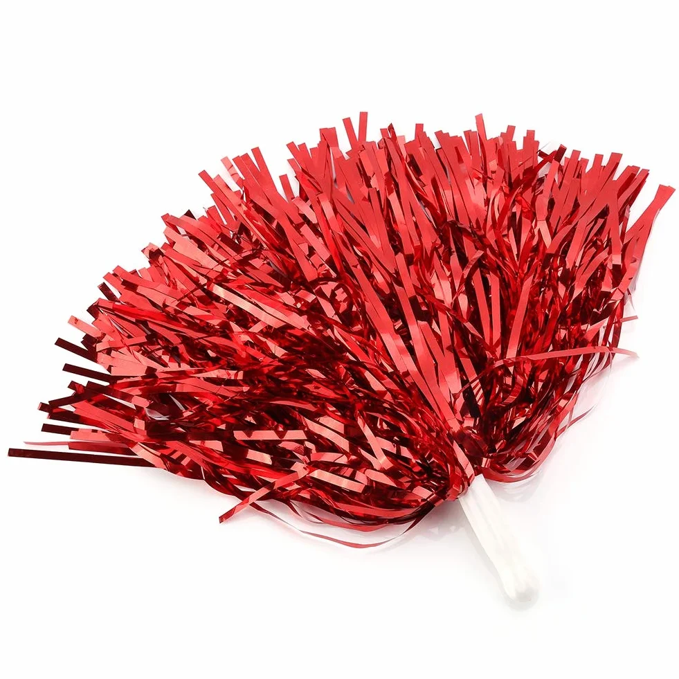 Pompon per cheerleading 6/12 pezzi a forma di fiore appeso con pellicola metallica
