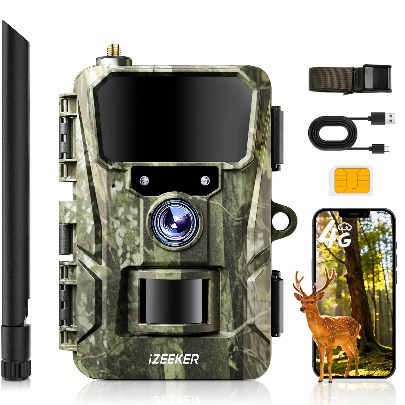 iZEEKER 2 in 1 Fototrappola Cloud 4G & Standard, 2K HD 48MP Visione Notturna, IP66