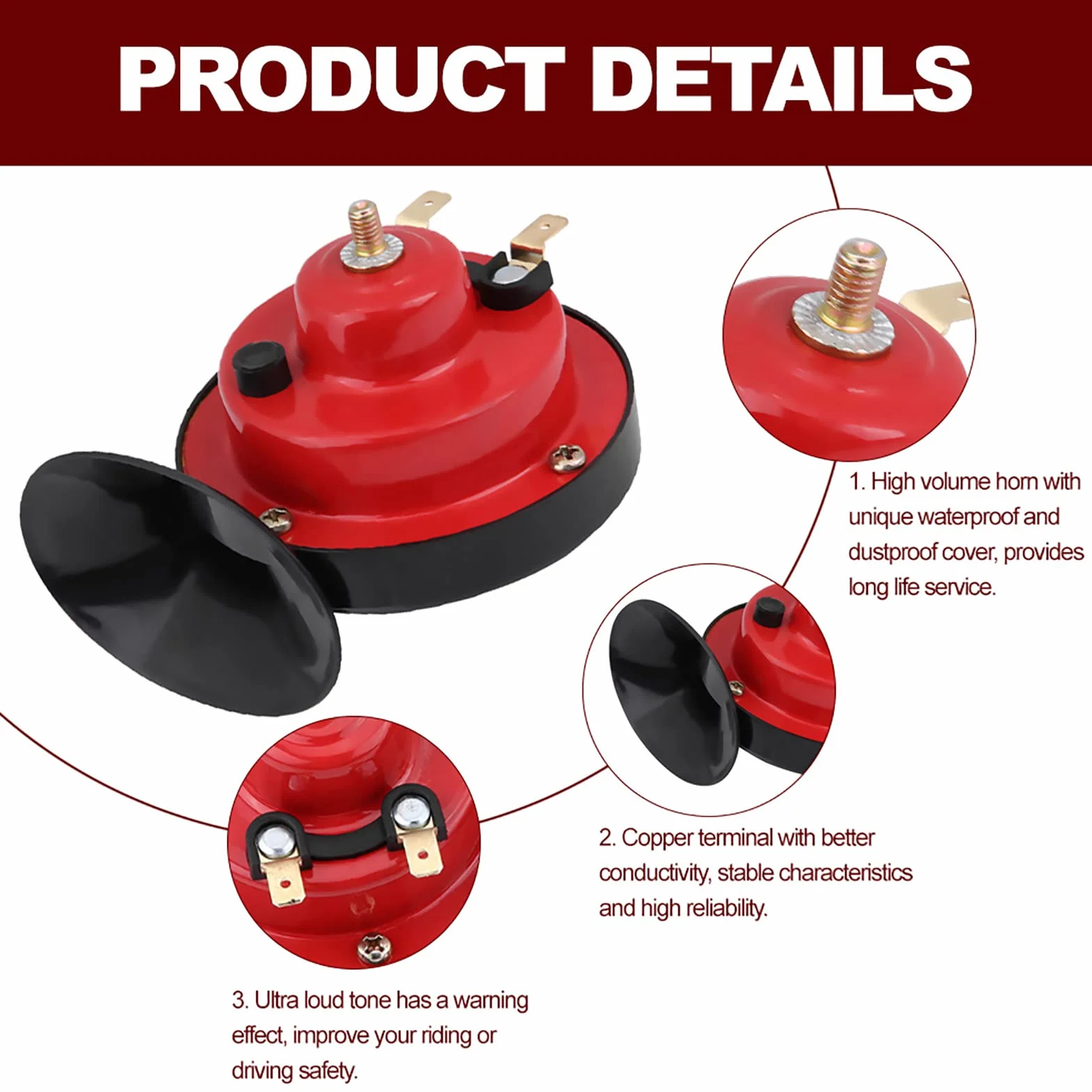 Keenso 12 V 135db Tromba elettrica per Auto Camion Barca Bici