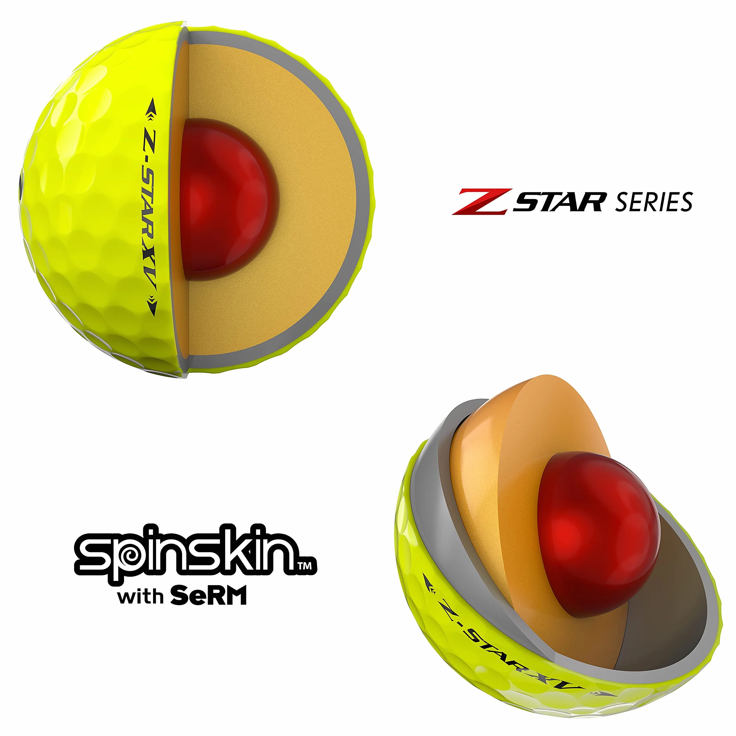 Srixon Z Star XV 7 Tour Yellow Dozzina Palline da Golf Uretano 4 Pezzi