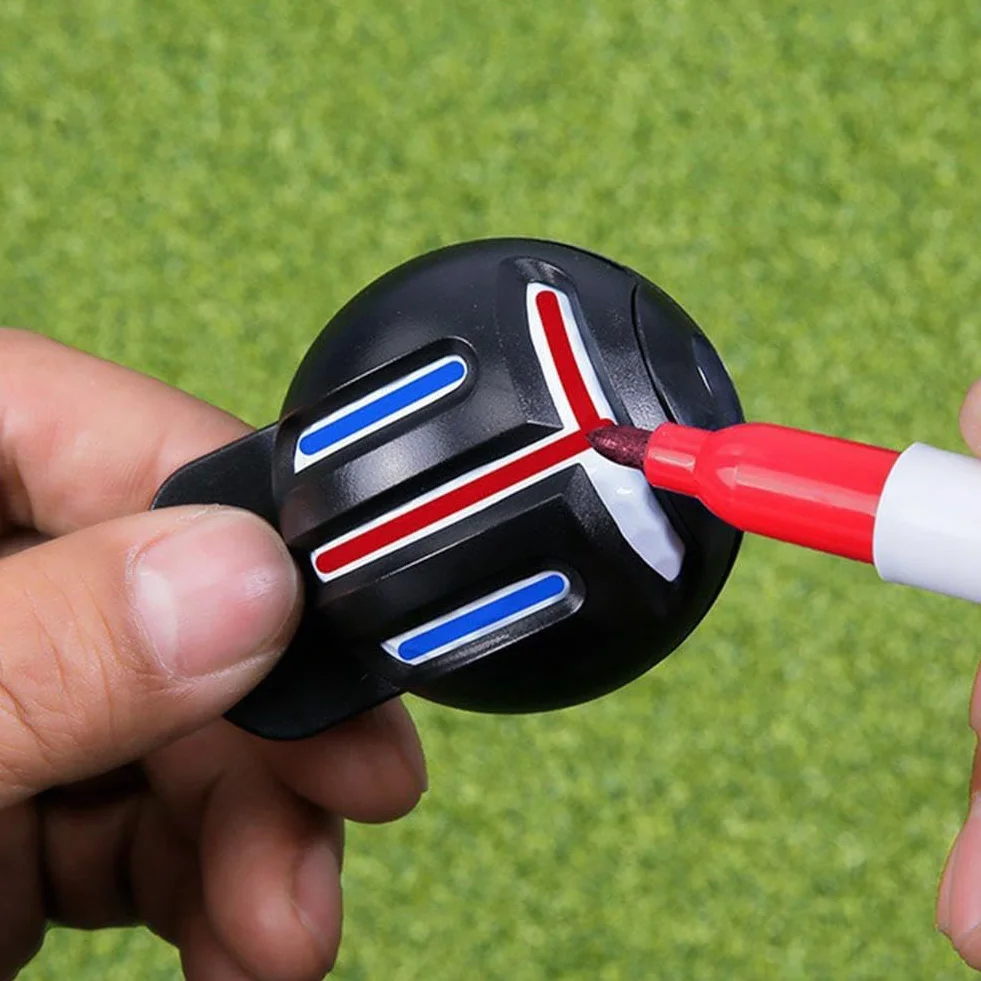 Golf Ball Marker Tool Lines Drawing Alignment Kit with 2 Color Waterproof Pen for Beginners