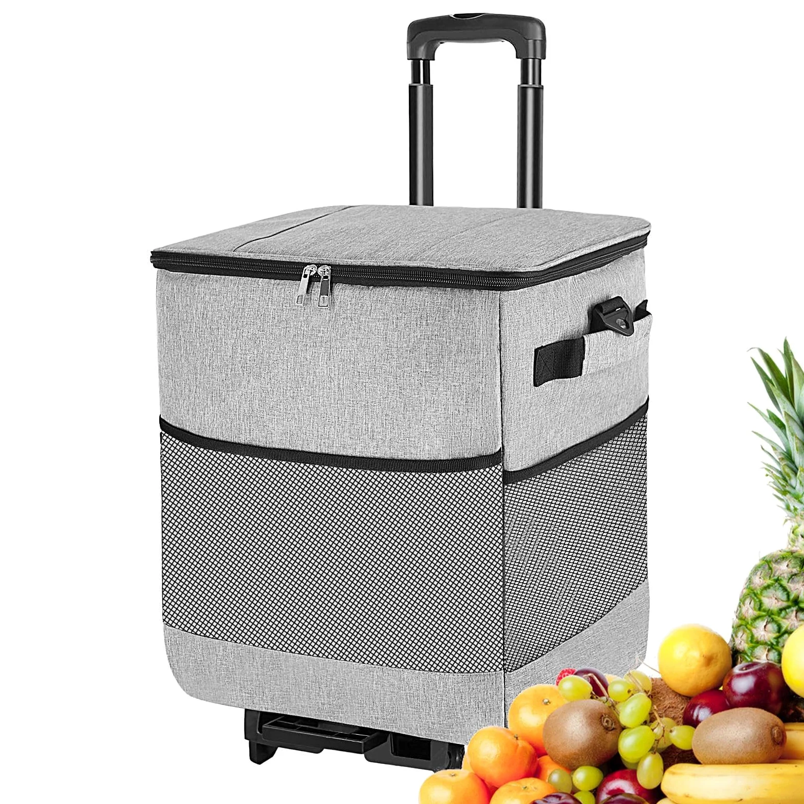 Cooler Rolling – Carrello frigo compatto intelligente con ruote, trolley termico riutilizzabile con ruote, design impermeabile per pasto stradale pic-nic, viaggio spiaggia all'aperto