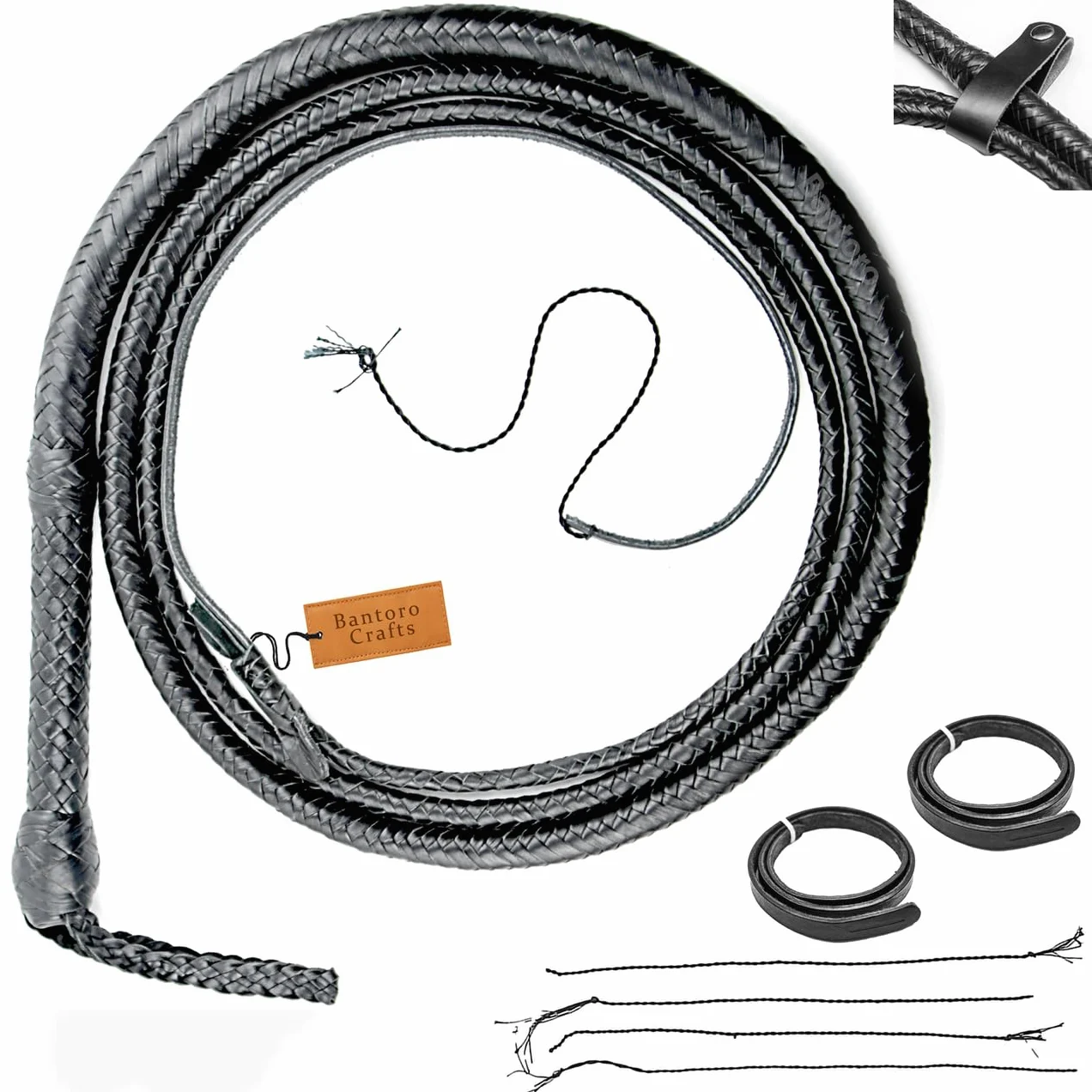 Frusta in pelle di canguro Frusta pesante in 16 fili intrecciati Pancia in pelle intrecciata e supporto in pelle all'interno Frusta rumorosa Indiana Jones Equitazione Equestre (6 Piedi (1,8 Metri))