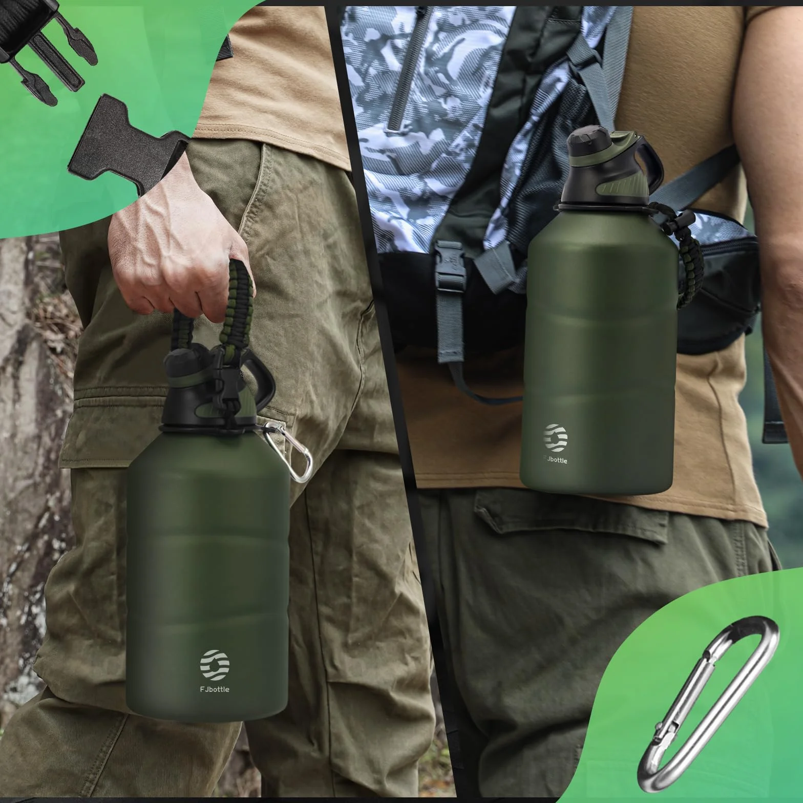 Fjbottle Borraccia Termica 1900ML Acciaio Inox Senza BPA Sportiva con Tappo Magnetico
