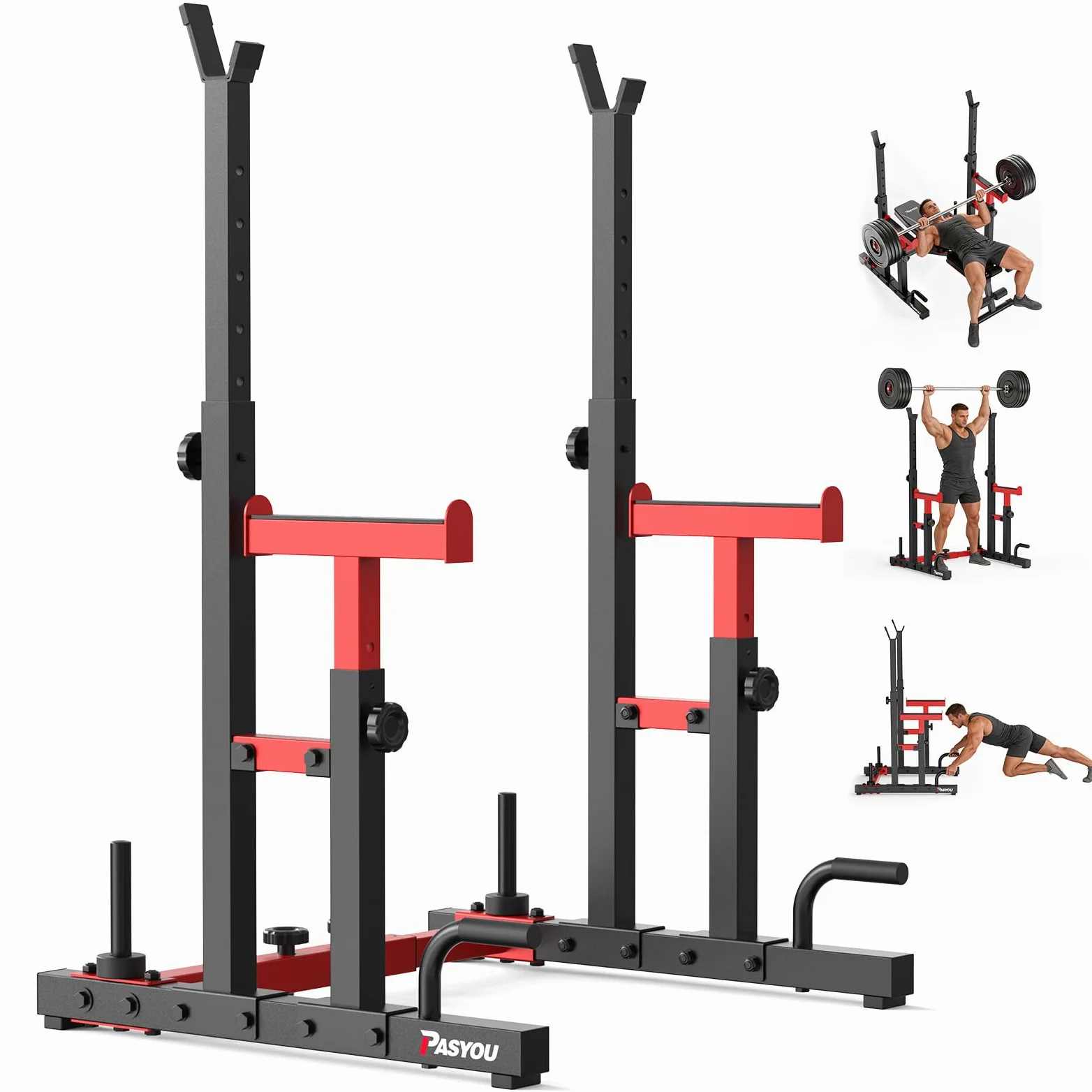 PASYOU Squat Rack Palestra, Rack Palestra Multifunzione Porta Bilancieri Regolabile, Supporto Bilanciere Multifunzione, Max 250 KG