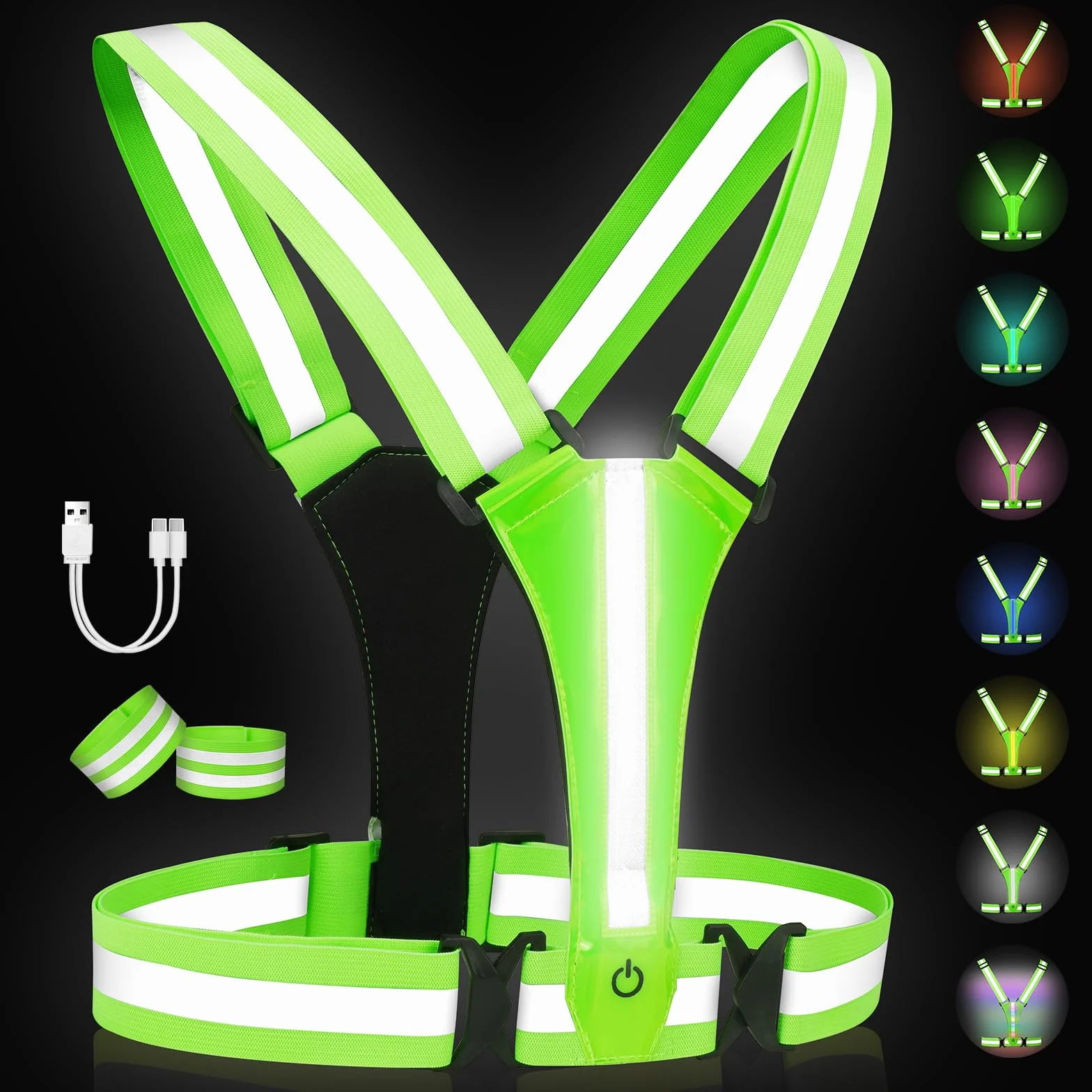 LED Gilet Catarifrangente Ricaricabile USB per Running Ciclismo Jogging Notturni