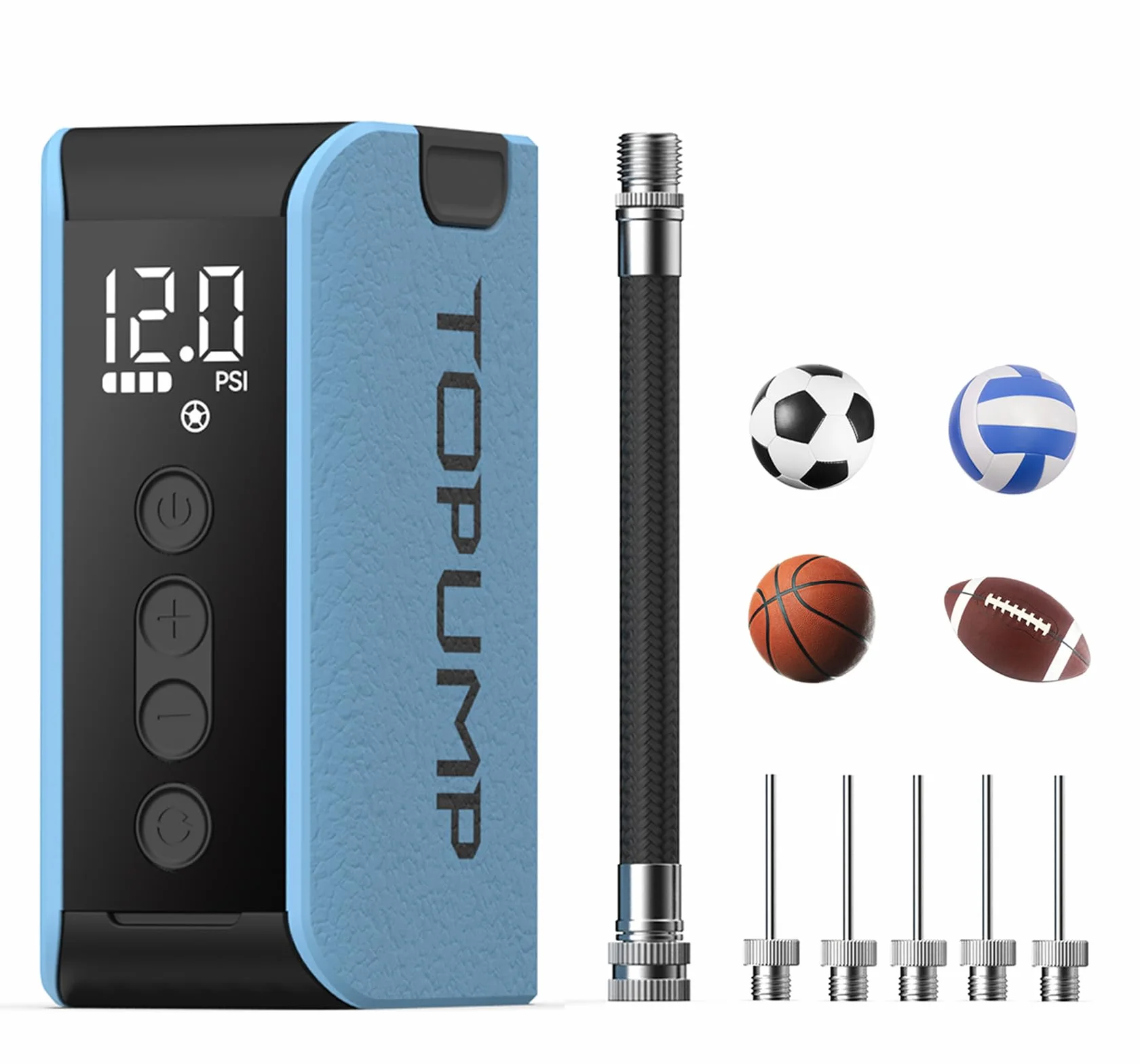 TOPUMP Pompa A Sfera Elettrica Ricaricabile Portatile con Manometro Max 20PSI per Palloni Sportivi
