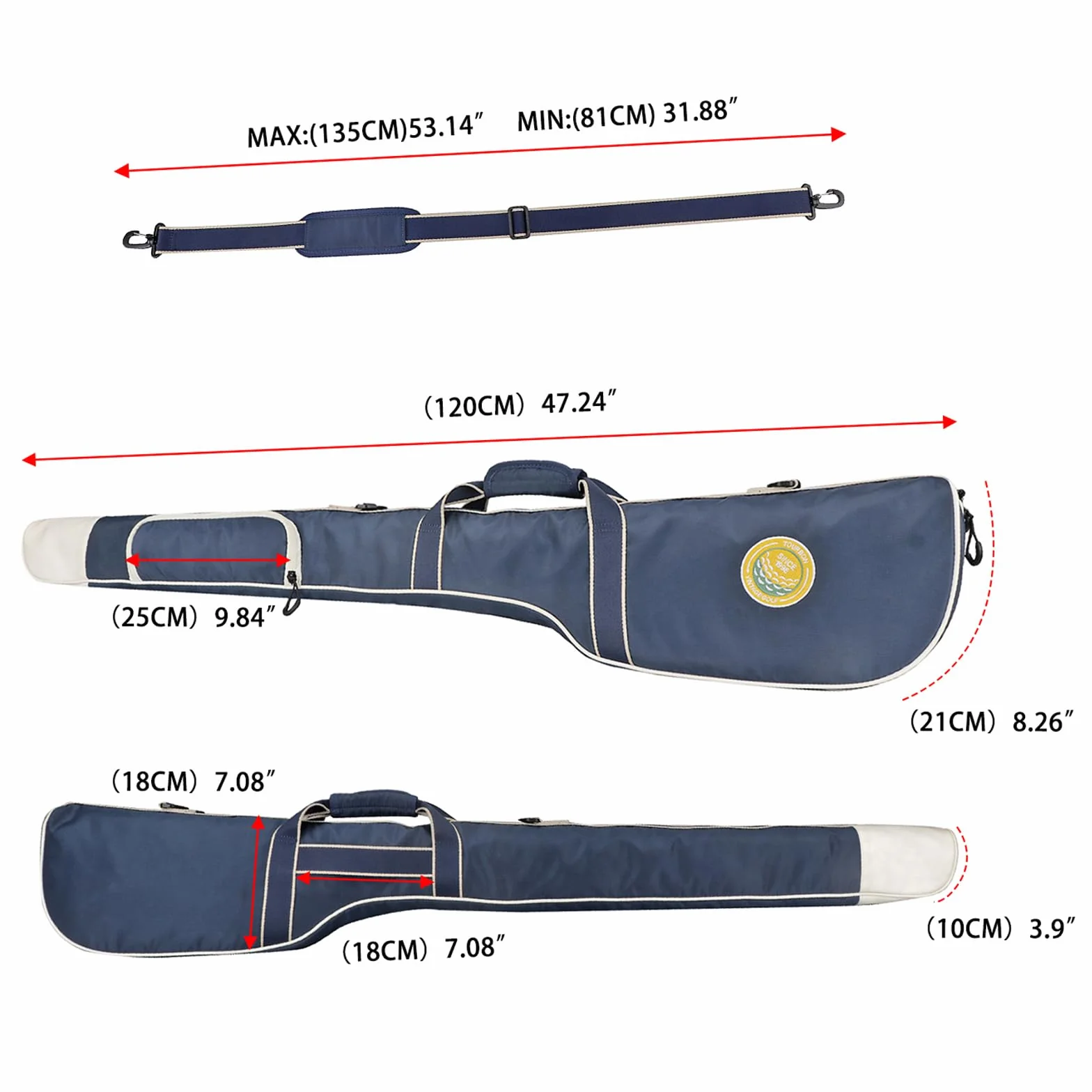 Tourbon Borsa da golf portatile in nylon pieghevole con tasca con cerniera