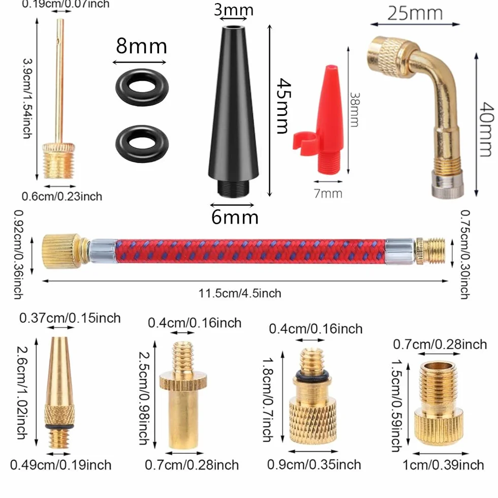 Adattatore Valvola Bici Kit 27 Pezzi Pompa Bicicletta Presta per Pneumatici