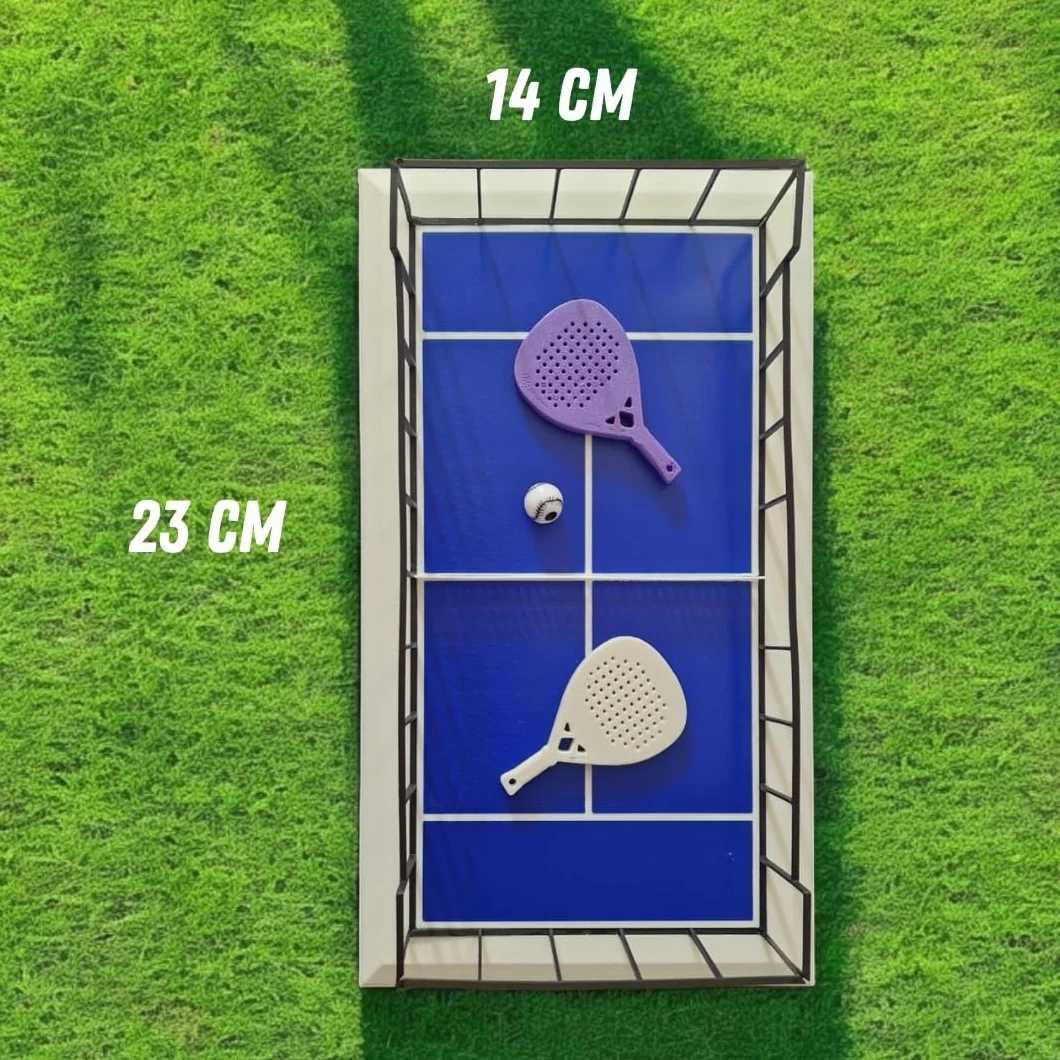 Generico Campo da Padel in Miniatura 3D, Scala 1:100, 23x14 cm, PLA Stampato, Colori Personalizzabili