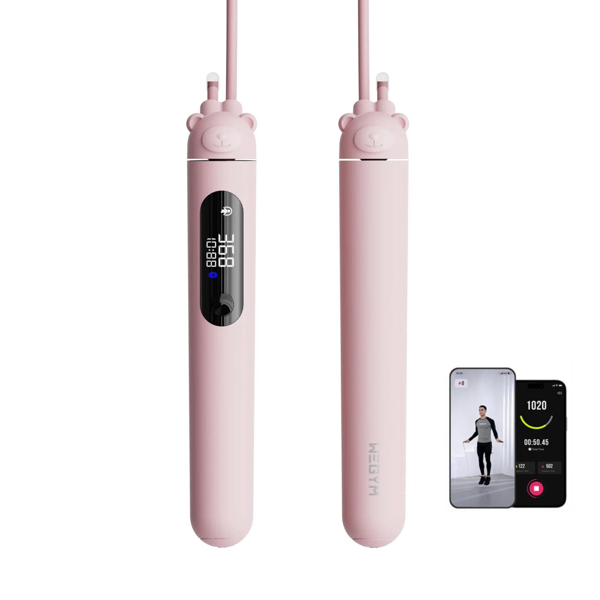 WeGym Corda per saltare intelligente per uomini e donne, corda per saltare regolabile per allenamento indoor outdoor, conteggio dei salti, tracciamento, analisi dei dati, schermo a LED, corda per