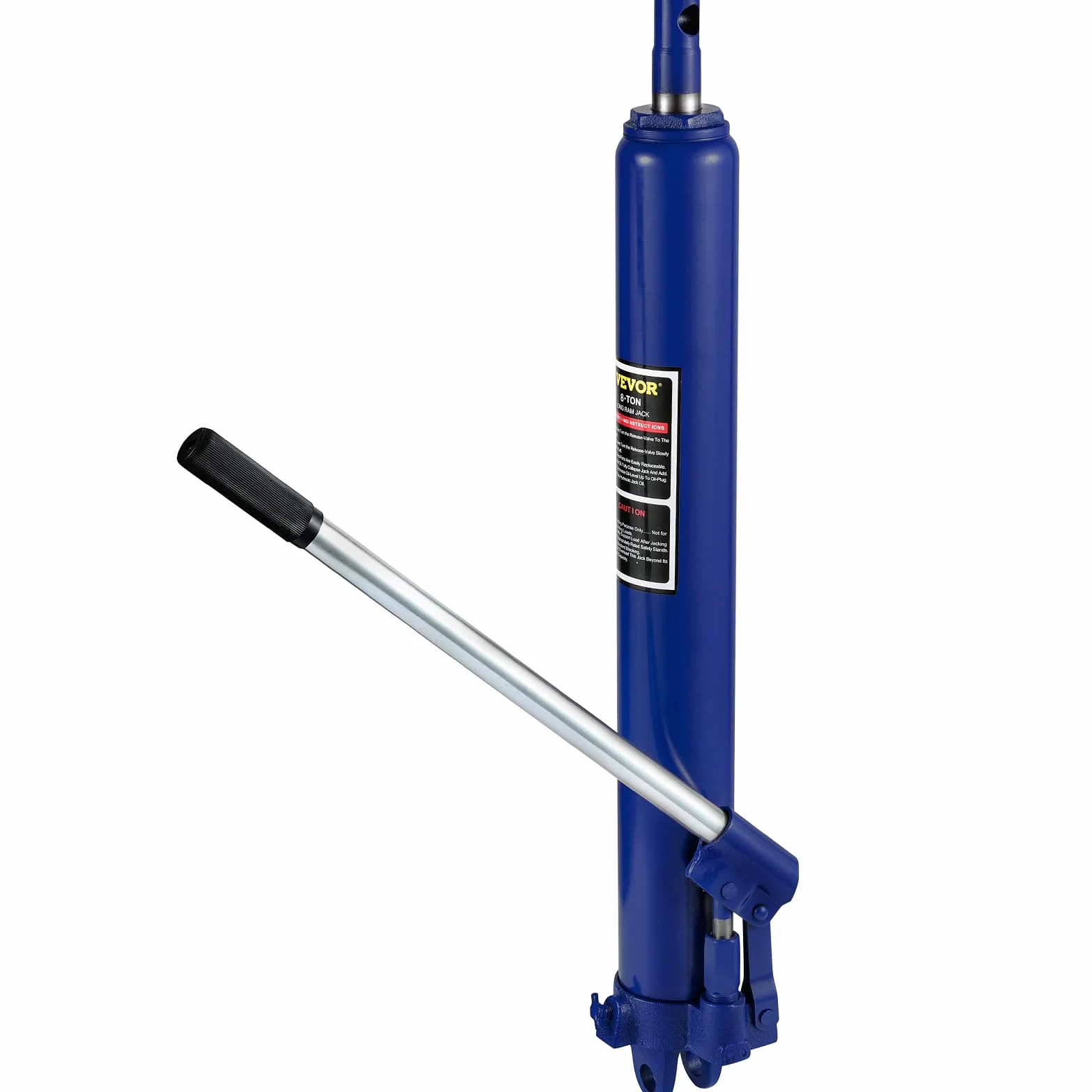 VEVOR Cric idraulico a pistone lungo, capacità 8 tonnellate, con pompa a pistone singolo e base a forcella, per gru da garage/negozio, paranco di sollevamento motore, blu