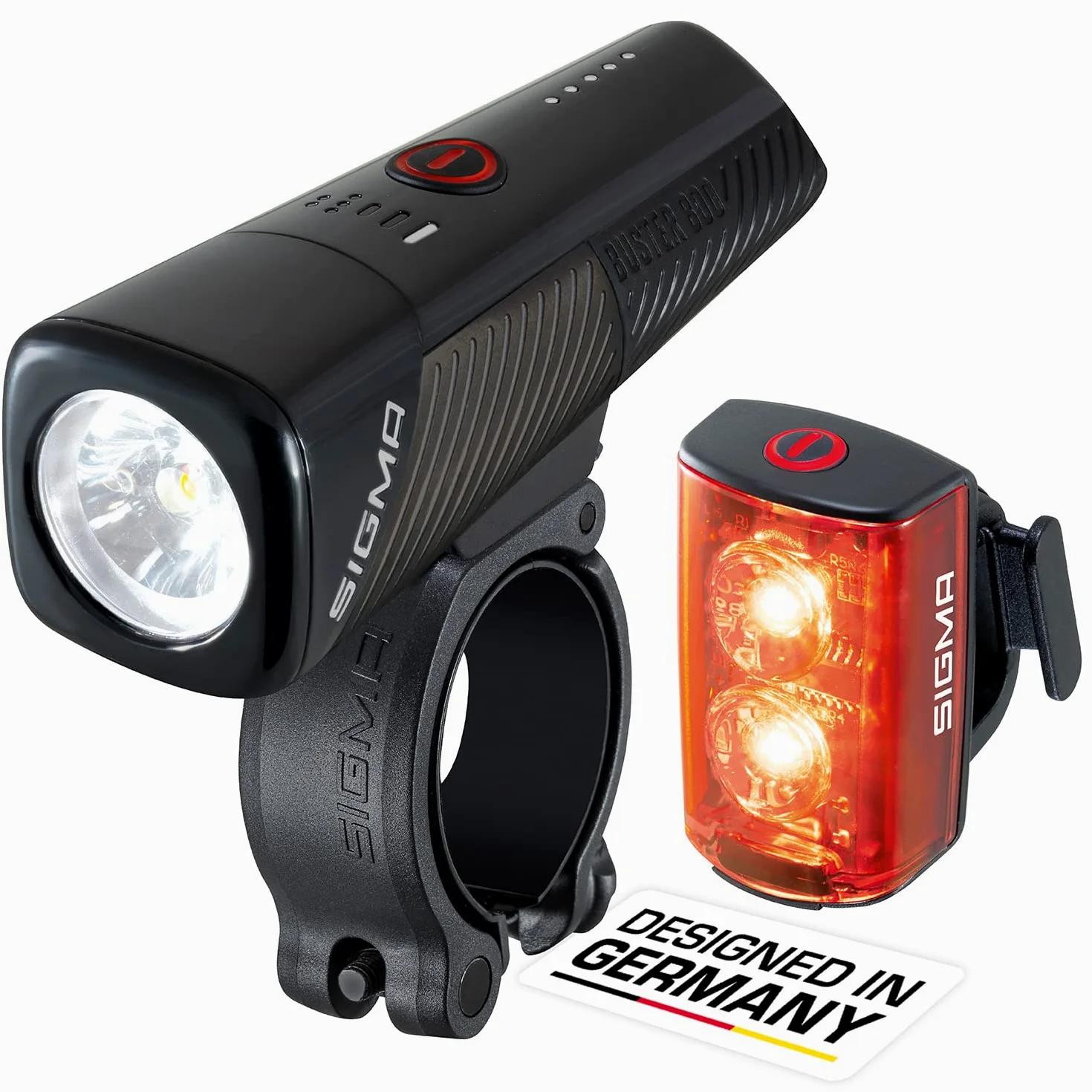 SIGMA - Buster 800 / RL 80 Set | Kit luci per bicicletta | Luci anteriori e posteriori a LED | 800 lumen e 80 lumen | 5 modalità di illuminazione