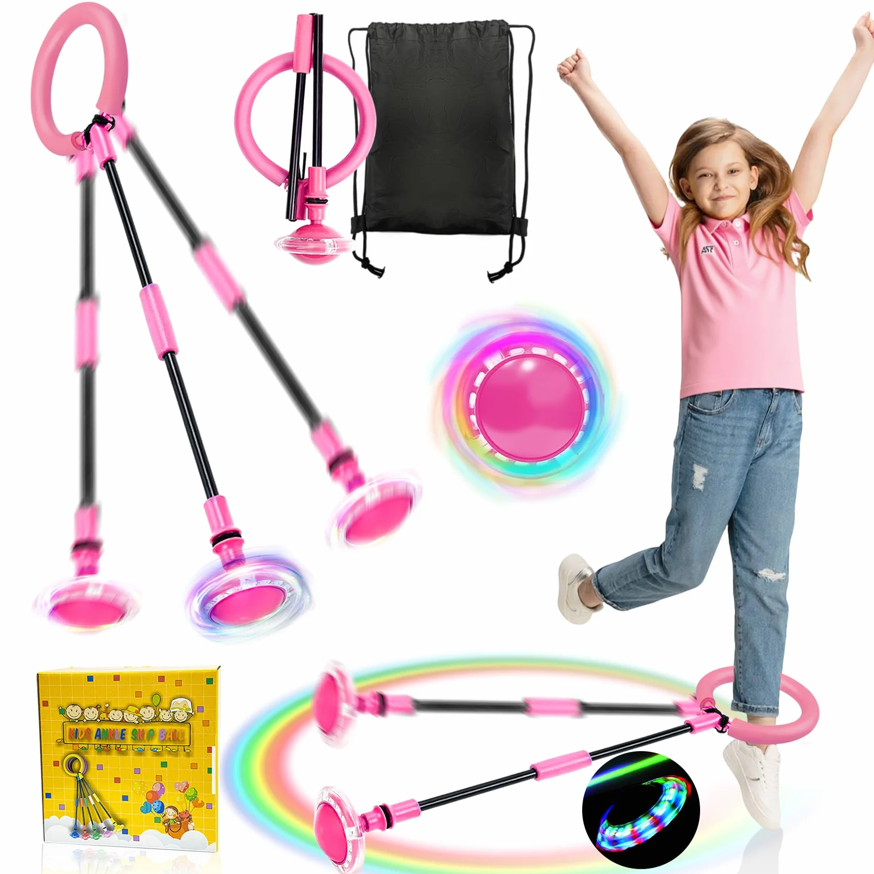 Palla per Caviglia con Luce LED Lampeggiante per Bambini - Rosa