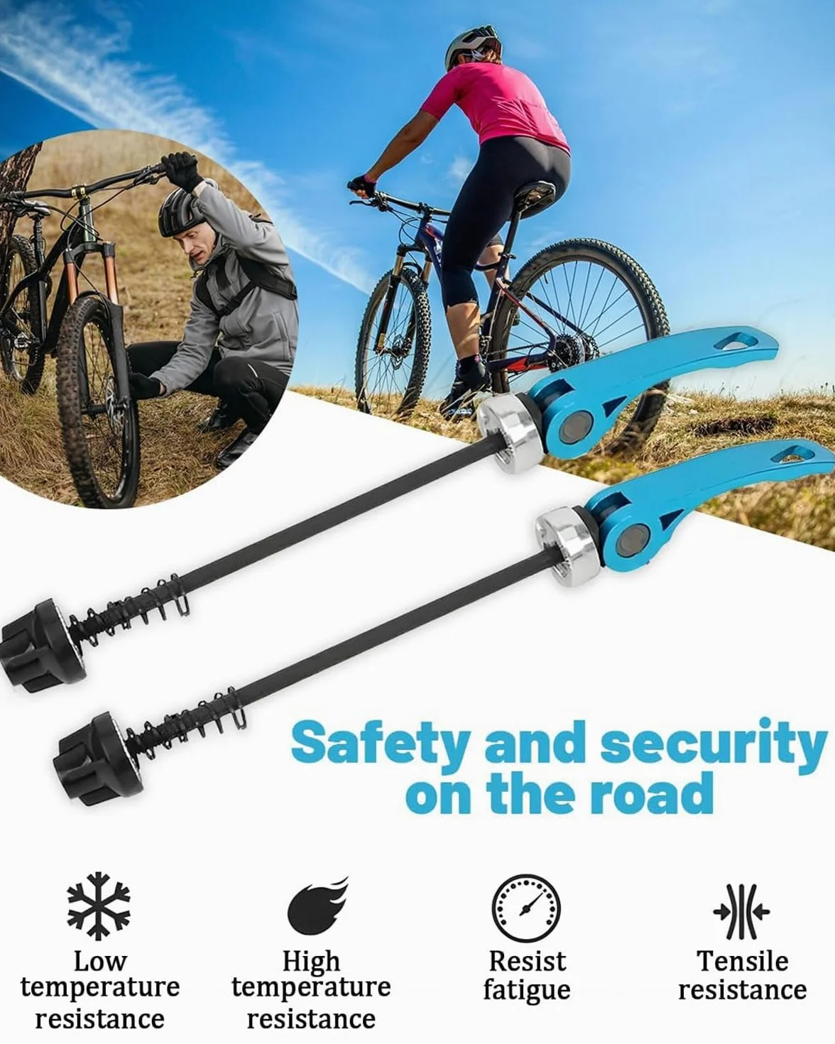 Set Sganci Rapidi in Lega per Bici Mozzo Ruota Anteriore e Posteriore