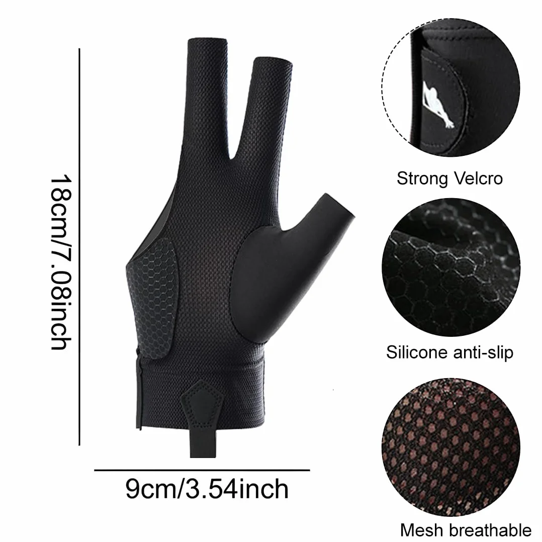 Guanto da biliardo antiscivolo regolabile mano destra 1 pezzo nero