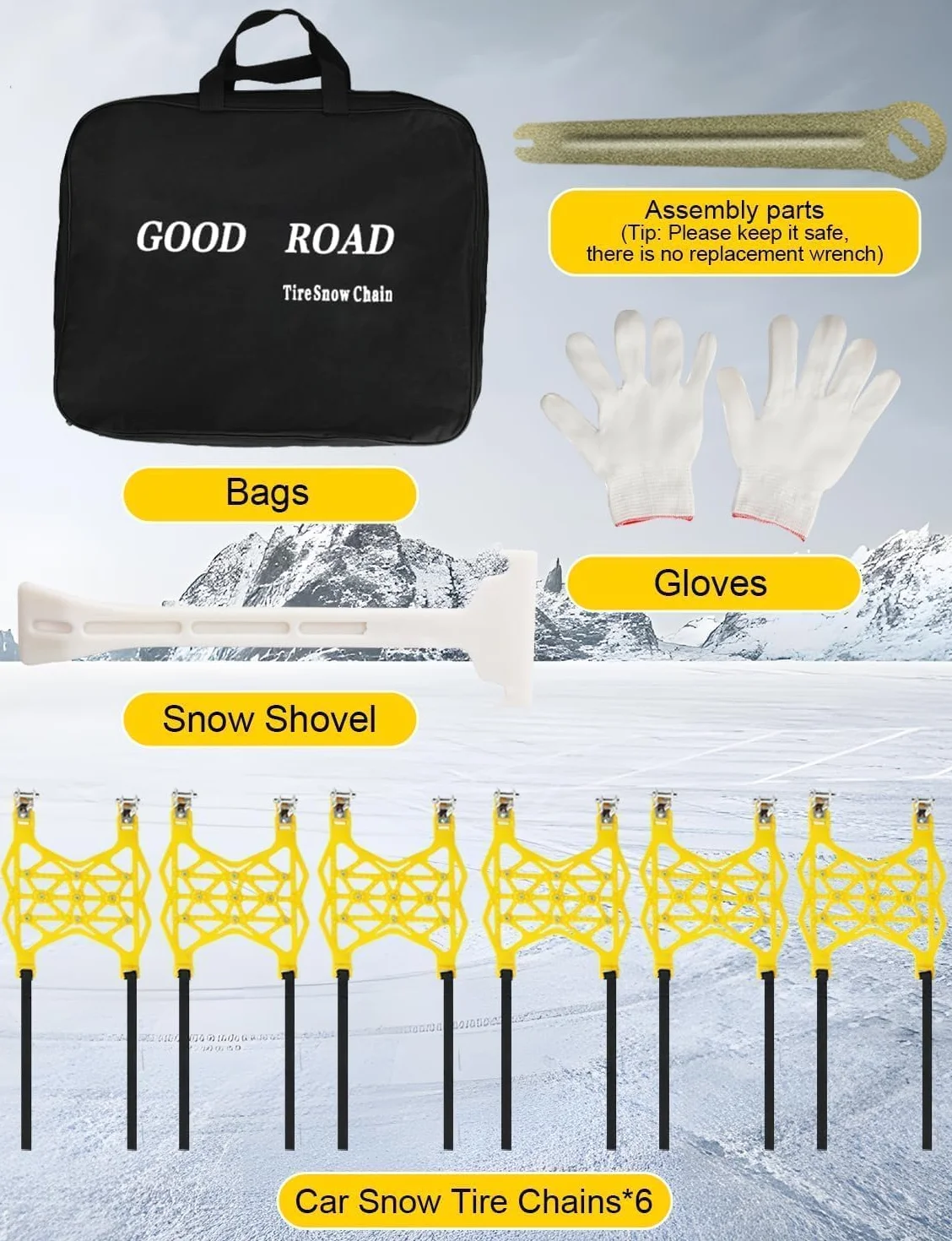 Catene da neve universali per auto 6 pezzi 165-255 mm 6.5"-10" per camion SUV