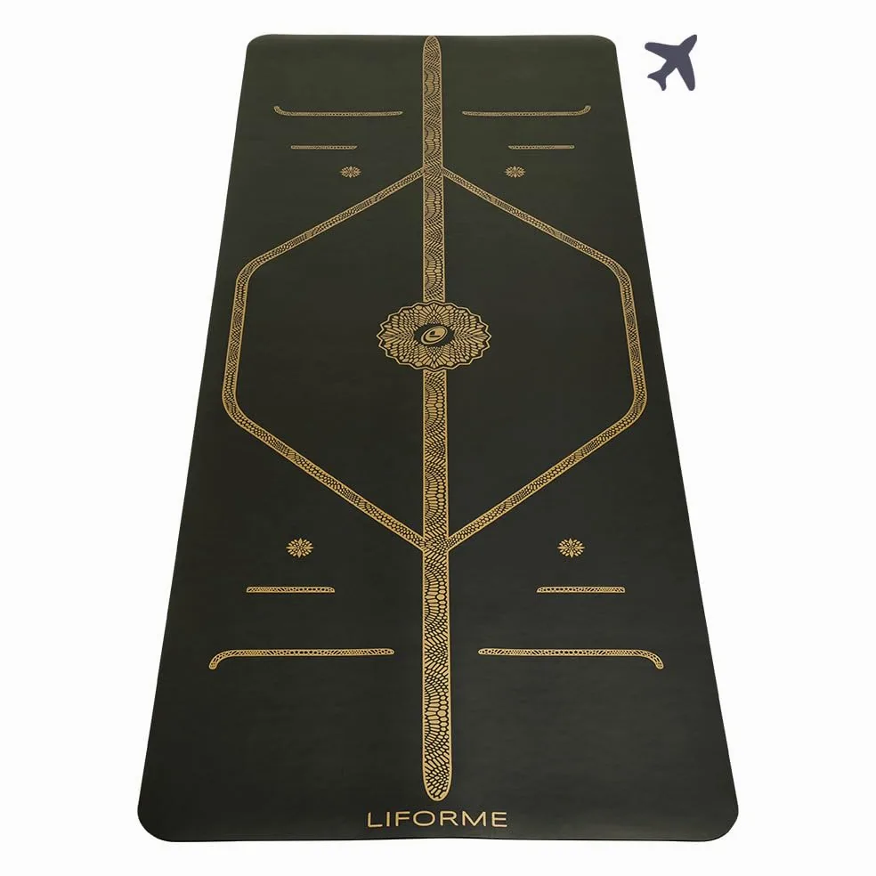 Liforme Tappetino Yoga da Viaggio - Leggero, Trasportabile e Antiscivolo - Eco-Sostenibile in Gomma Naturale Biodegradabile con Esclusivo Sistema con Indicatori di Allineamento