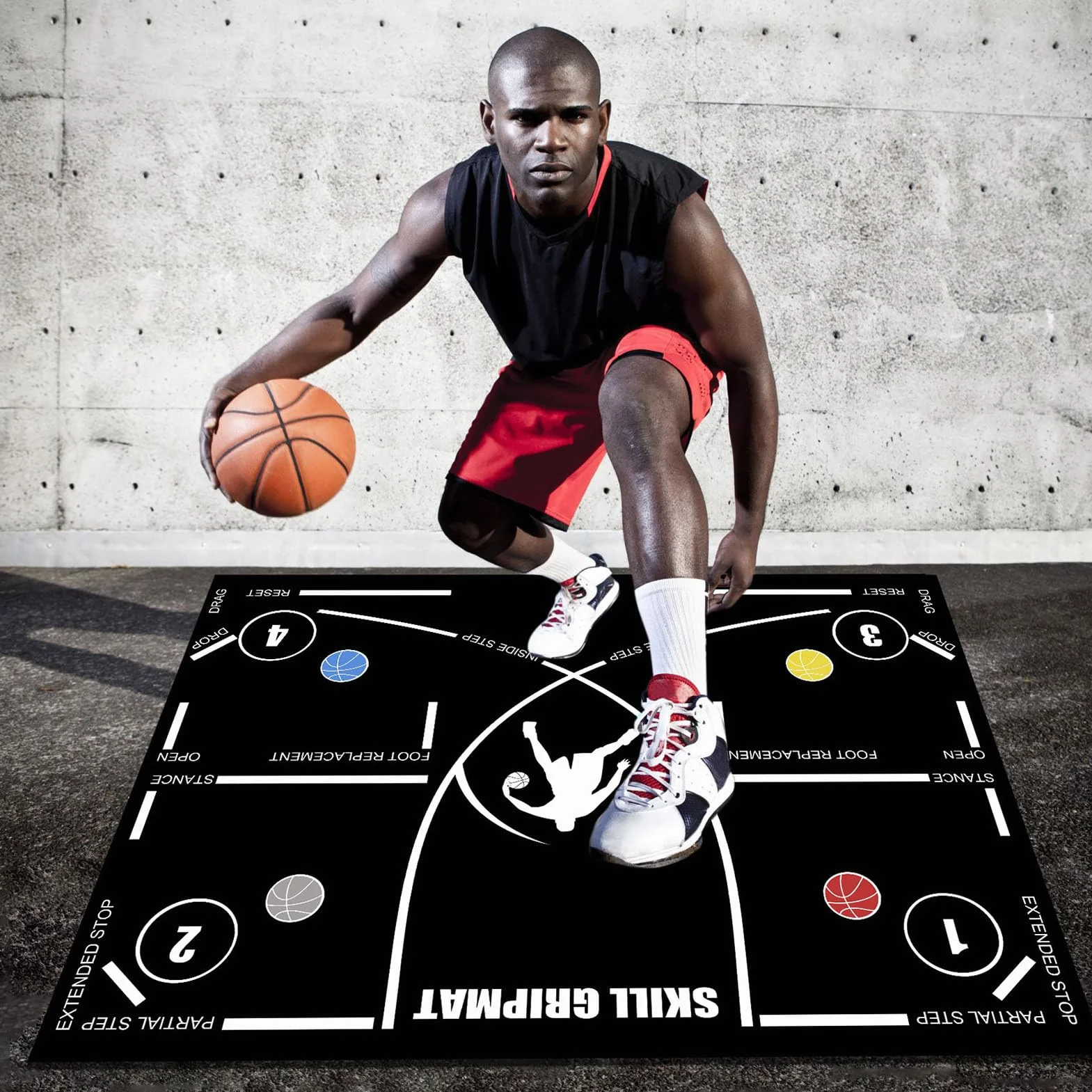 Tappetino da allenamento pallacanestro 120x86 cm antiscivolo controllo dribbling silenzioso