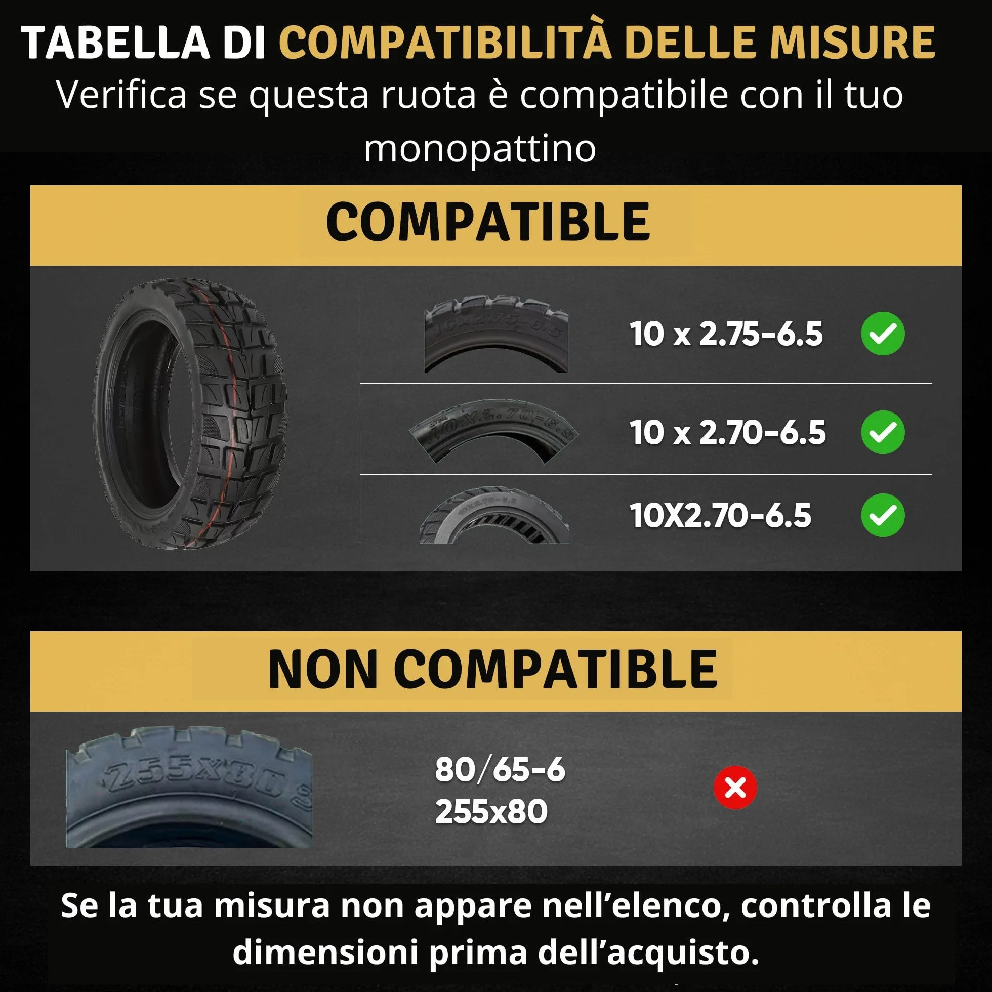 Gomme Monopattino 10x2.75-6.5 Ruota Tubeless 10 Pollici per Scooter Elettrico Smartgyro Speedway