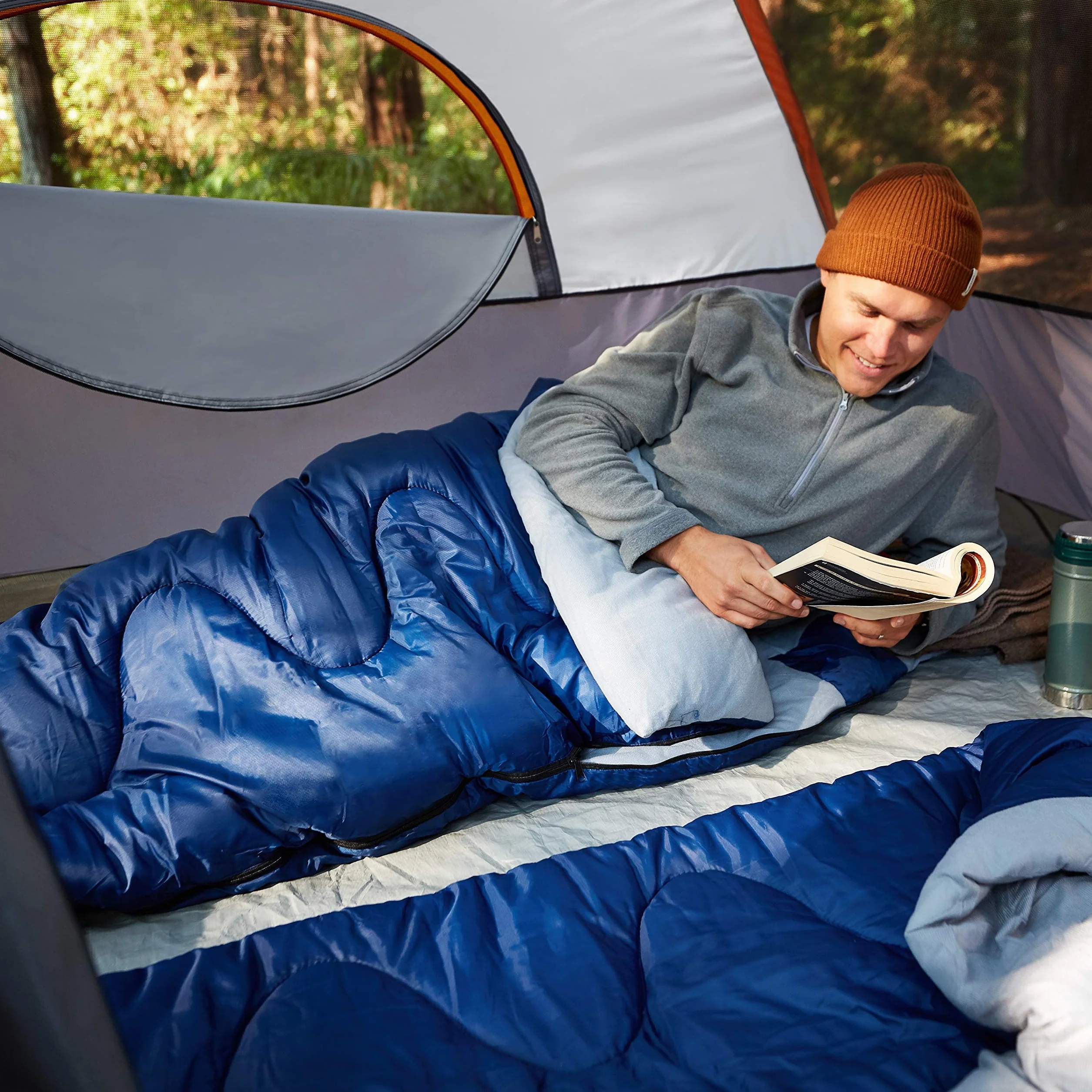 Amazon Basics Tenda da campeggio a cupola 6 persone impermeabile 3 stagioni con protezione antipioggia e custodia