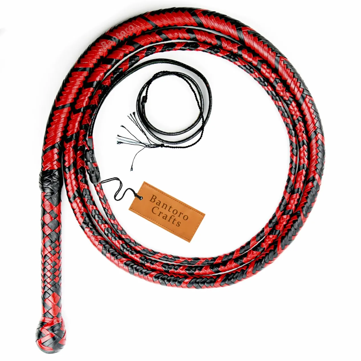 Nero e Rosso Pelle di Canguro Whip Equestre Frusta di Toro Pelle Robusto la Frusta Belly & Leather Bolster 16 Trecce Fili Pelle Intrecciata Bullwhip Fruste e frustini