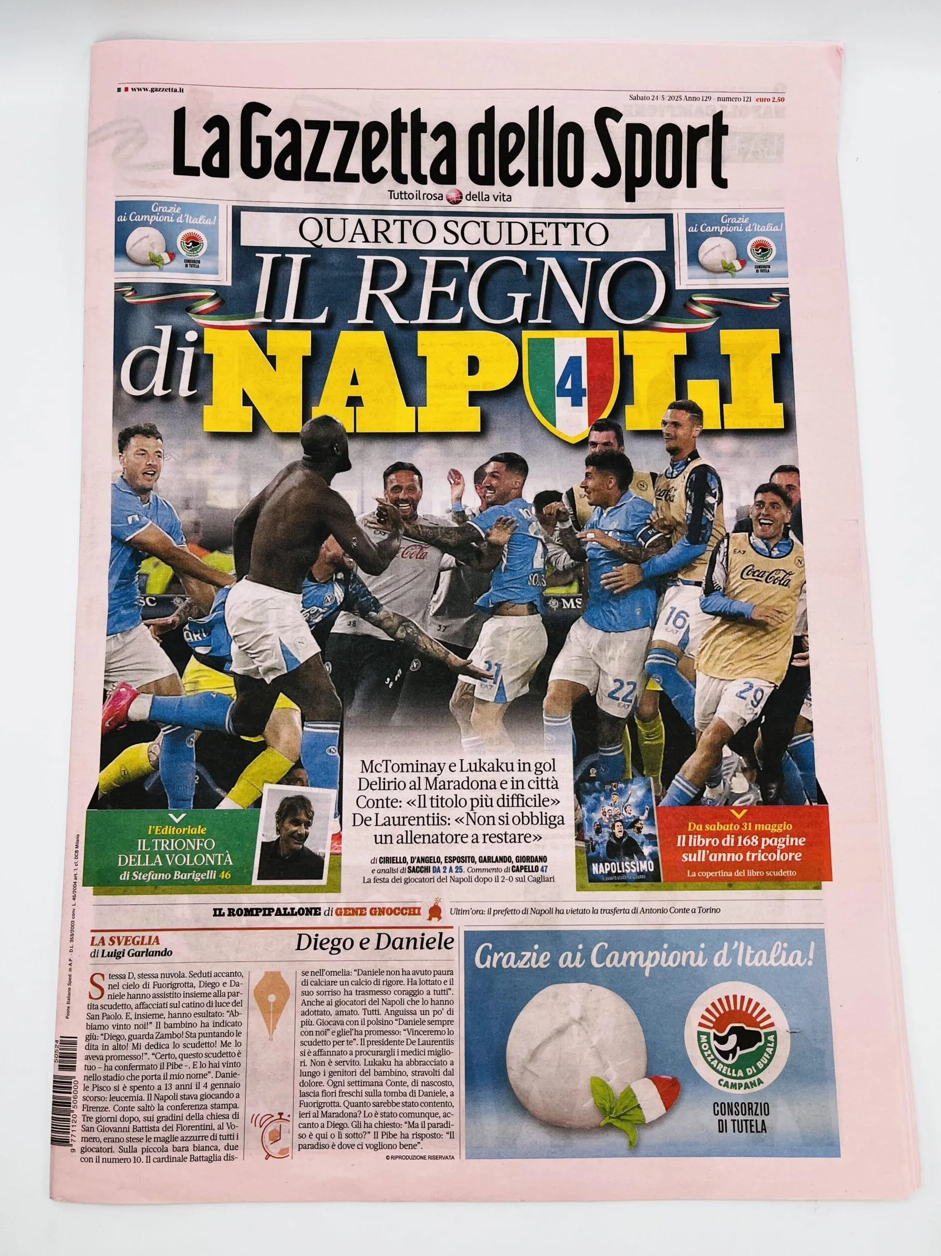 La Gazzetta dello Sport 24 Maggio 2025 Il Regno di Napoli Quarto Scudetto