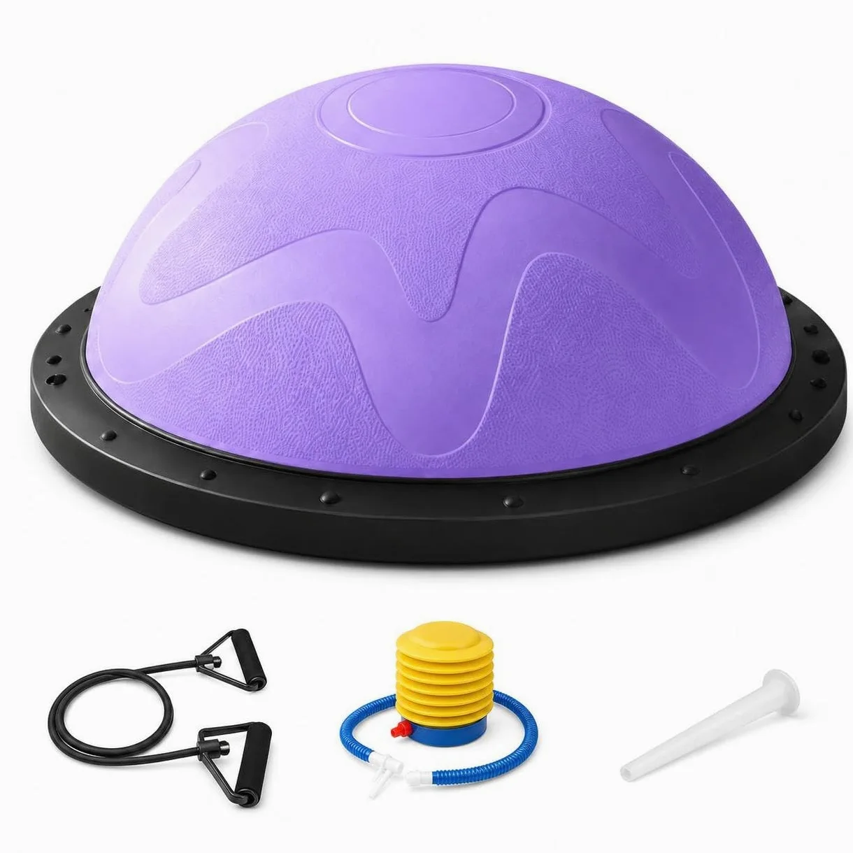Balance Semisfera Equilibrio con Elastici - Mezza Palla Fitness per Allenamento e Postura - per fitness, Viola