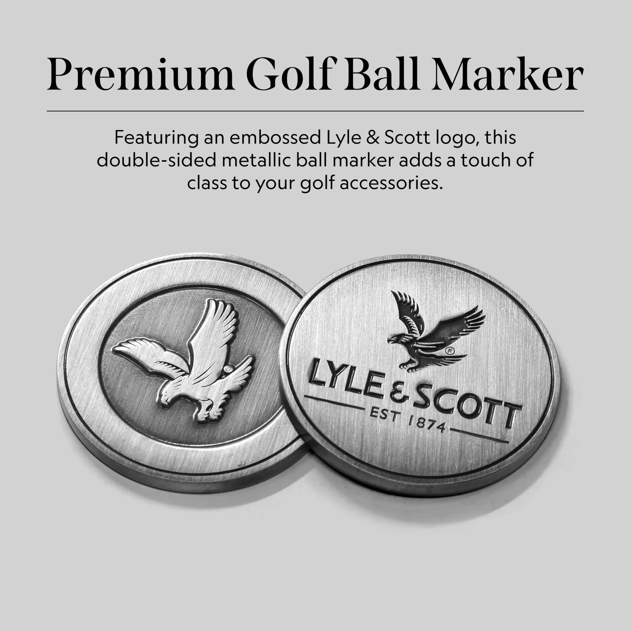 Lyle & Scott Argyle Premium Valuables Pouch - Portafoglio in pelle con cerniera per carte e marcatore palline da 32 mm