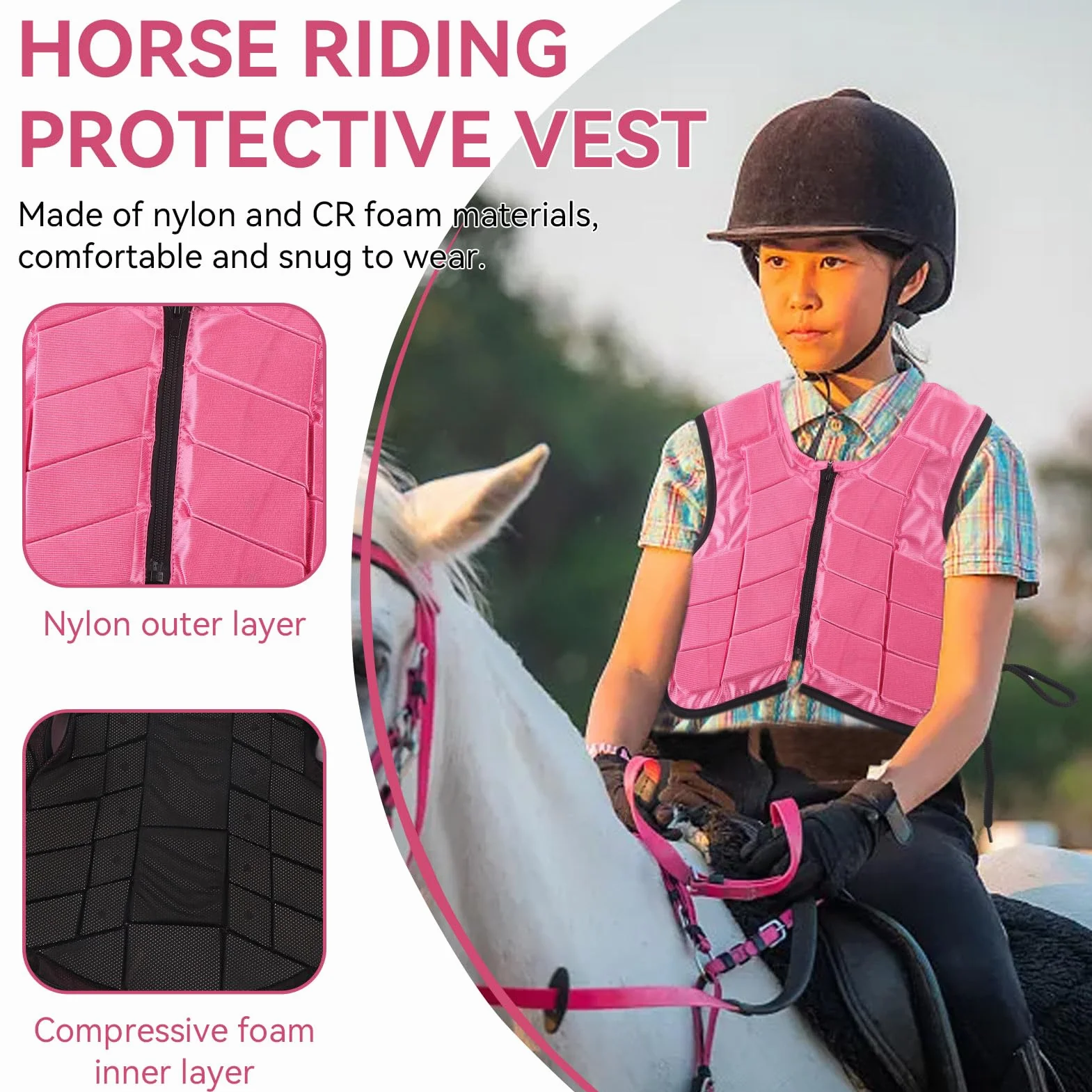 Gilet equestre per Bambini, Gilet Protettivo equestre Unisex Imbottito per Equitazione Equipaggiamento Protettivo Gilet Protettivo per Allenamento per Equitazione, Gilet Sicuro