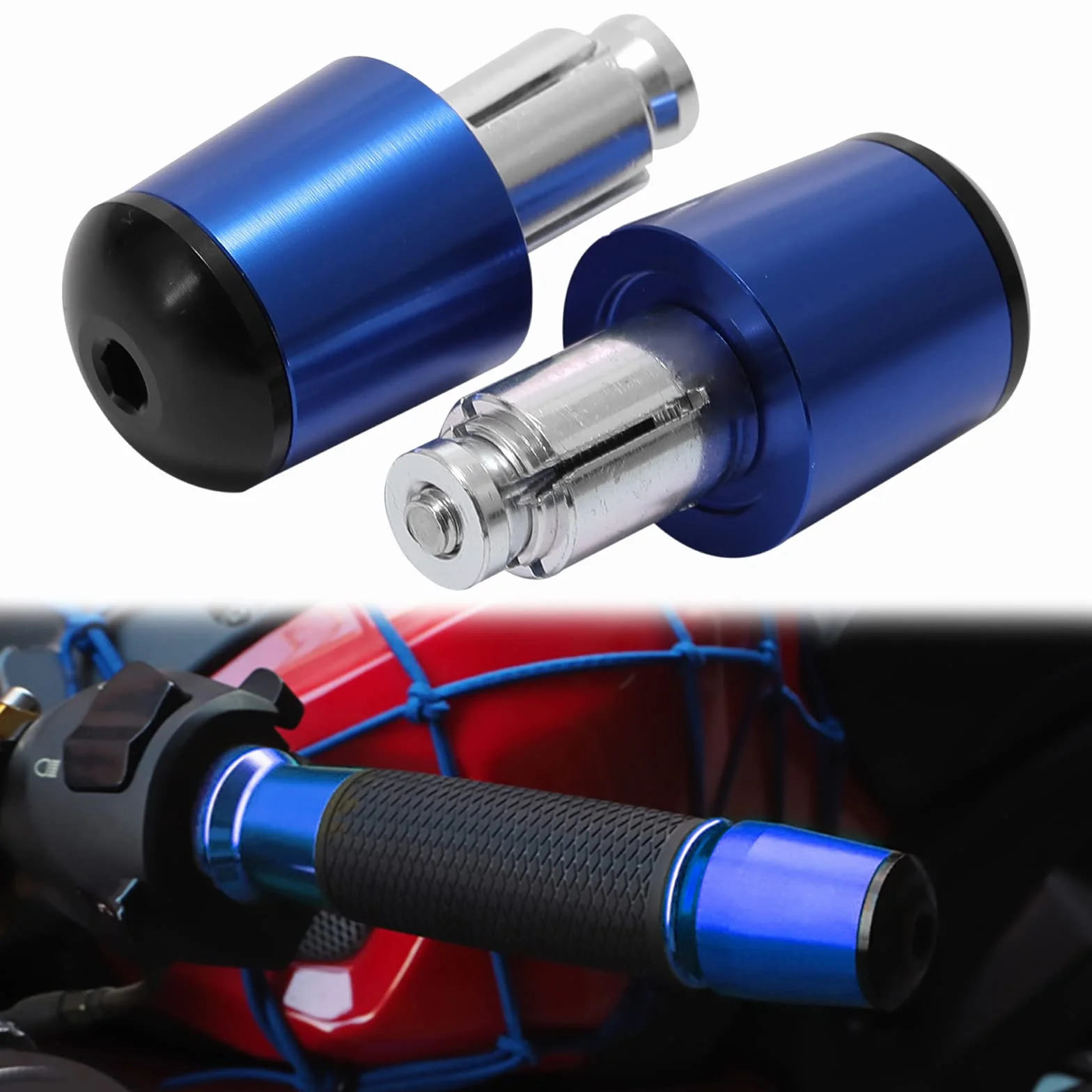 7/8" 13mm-22mm Tappi Manubrio Moto, Tappi Manubrio Moto in Alluminio Compatibili con Scooter Sport Bike Street Bike Cruiser.