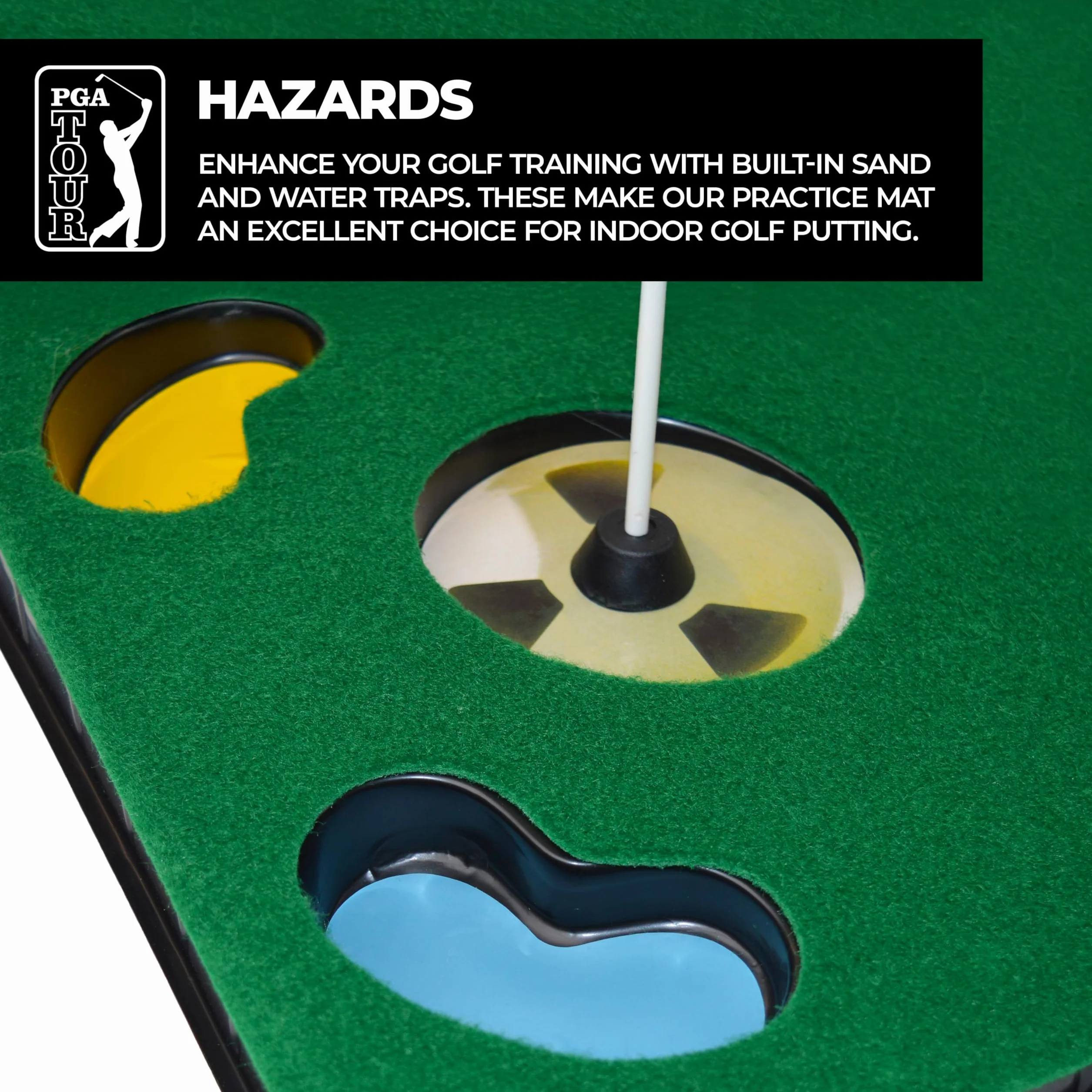 PGA Tour 6ft Putting Mat with Collapsible Putter & Alignment Guide Golf Ball
