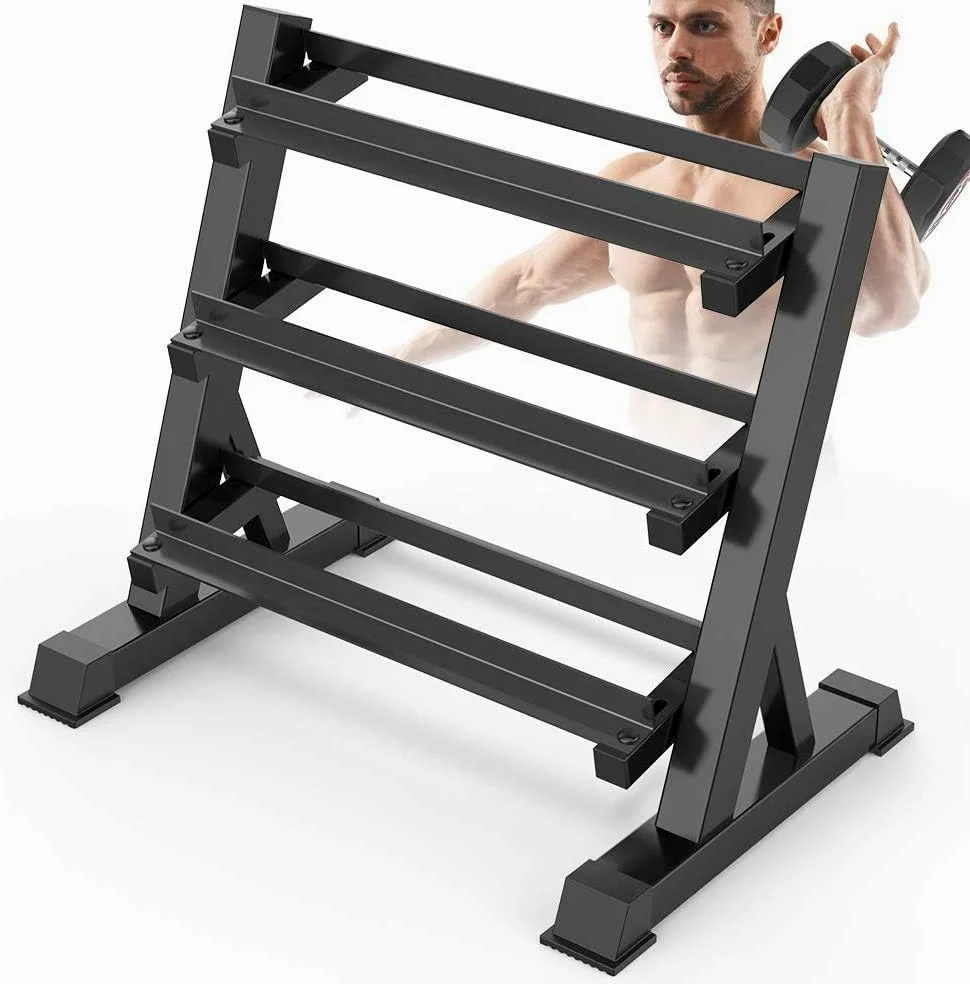 Dripex Rastrelliera Manubri 3 Piani può regolare la larghezza, Porta Manubri Palestra Casa, Max 500 kg, Nero (Solo per Manubri)