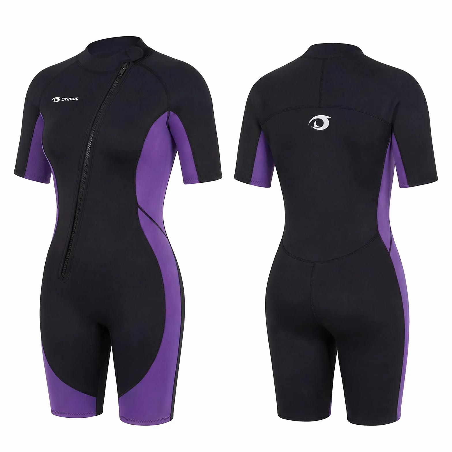Owntop Muta da donna Shorty 3 mm Neoprene con cerniera frontale per surf nuoto immersioni triathlon