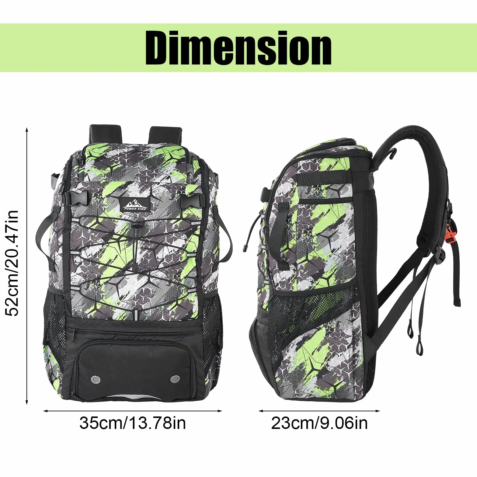 POWER KING 45L Youth Baseball Bat Bag, Large Capacity Backpack for Baseball, T-Ball & Softball Equipment & Gear with Shoe Compartment | Fence Hook | Helmet Holder