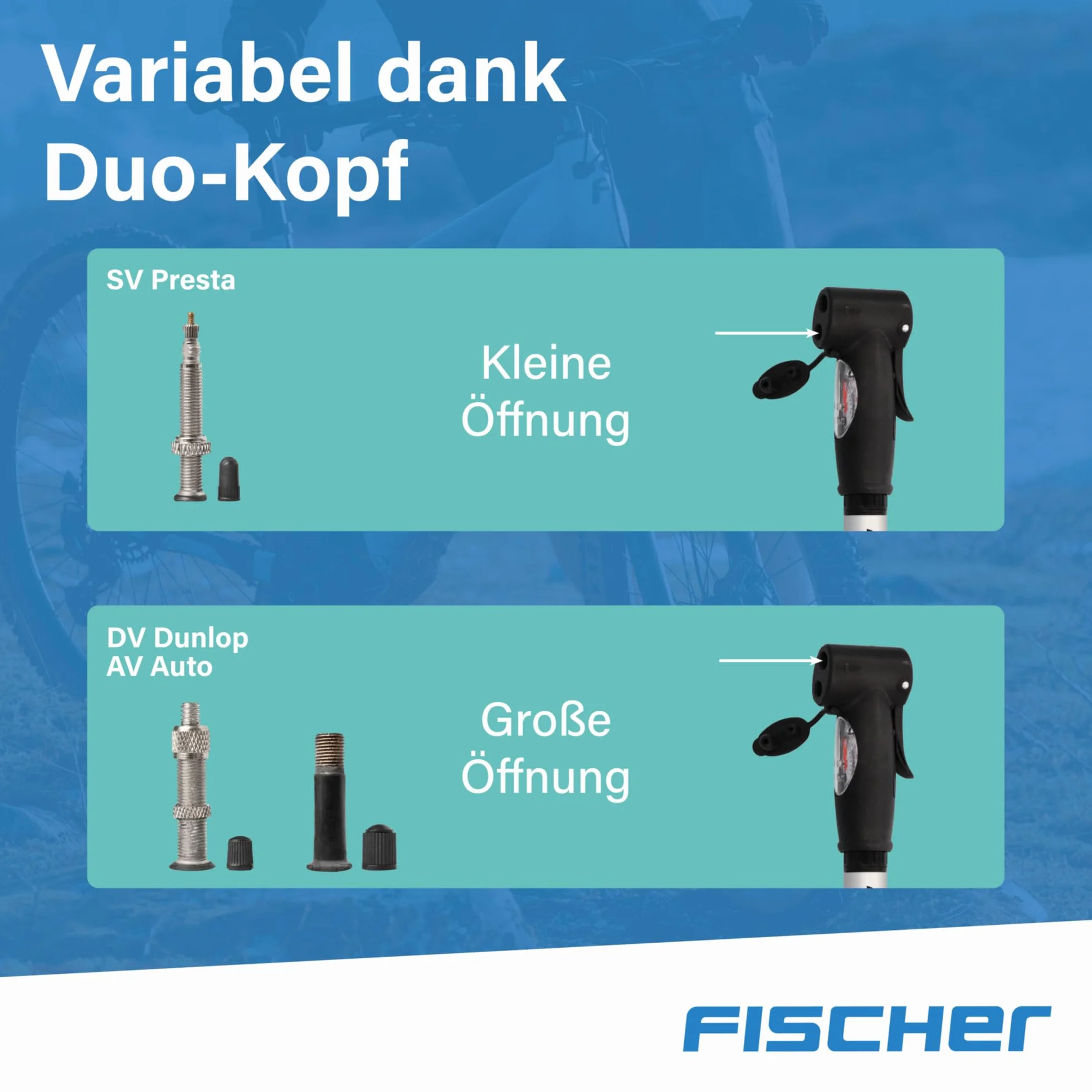 Fischer Mini-Pompa Alluminio Doppia Corsa Treppiedi Argento 85573