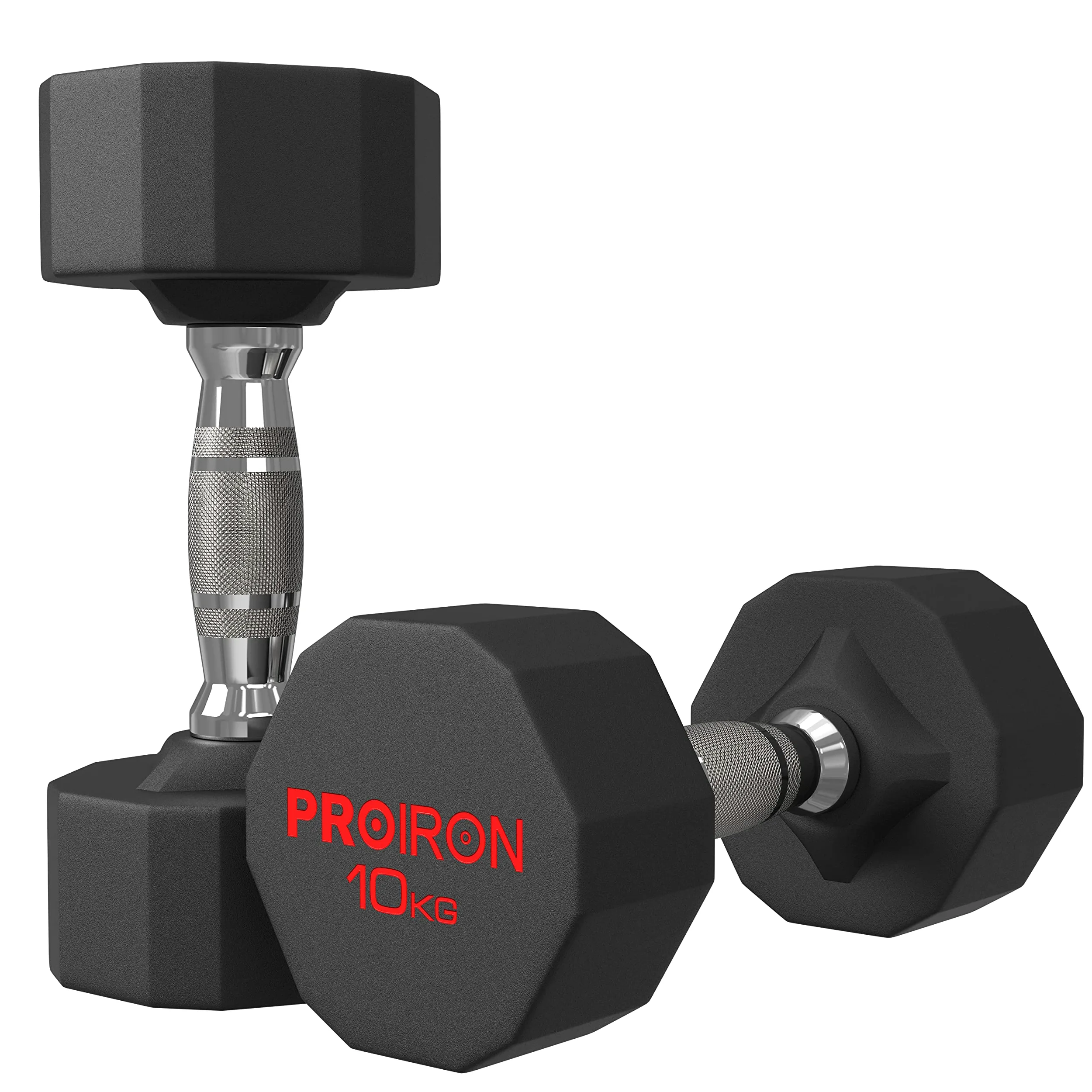 PROIRON Manubri Gommati da 3 a 24 kg -Pesi Palestra in Acciaio Anti collisione per Body Building, Pesistica Fitness, Allenamento (Paio o Singolo)