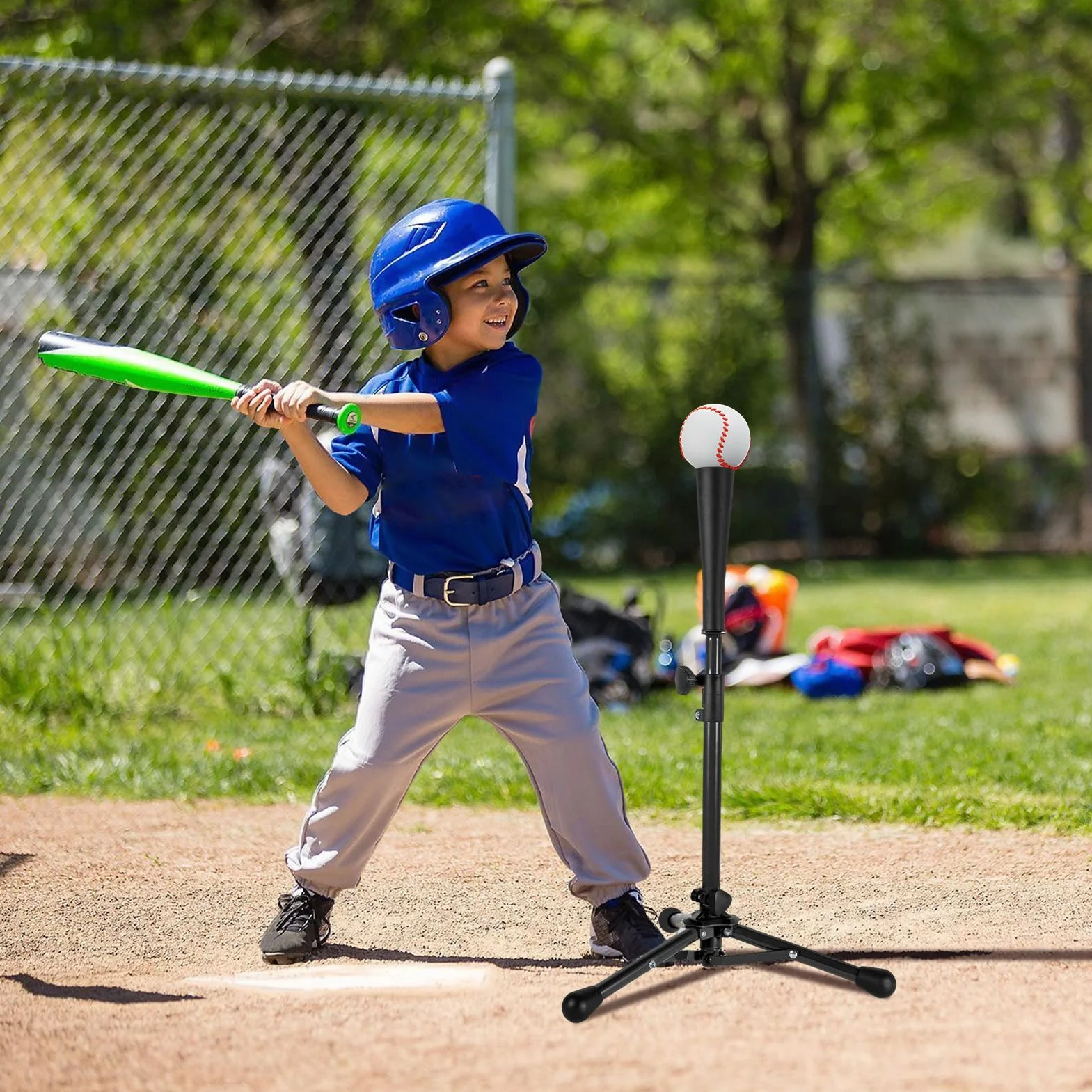Maglietta da baseball per giovani, T Ball Batting Tee, regolabile in altezza, portatile con custodia per borsa, design affidabile per un facile utilizzo, allenamento softball per principianti