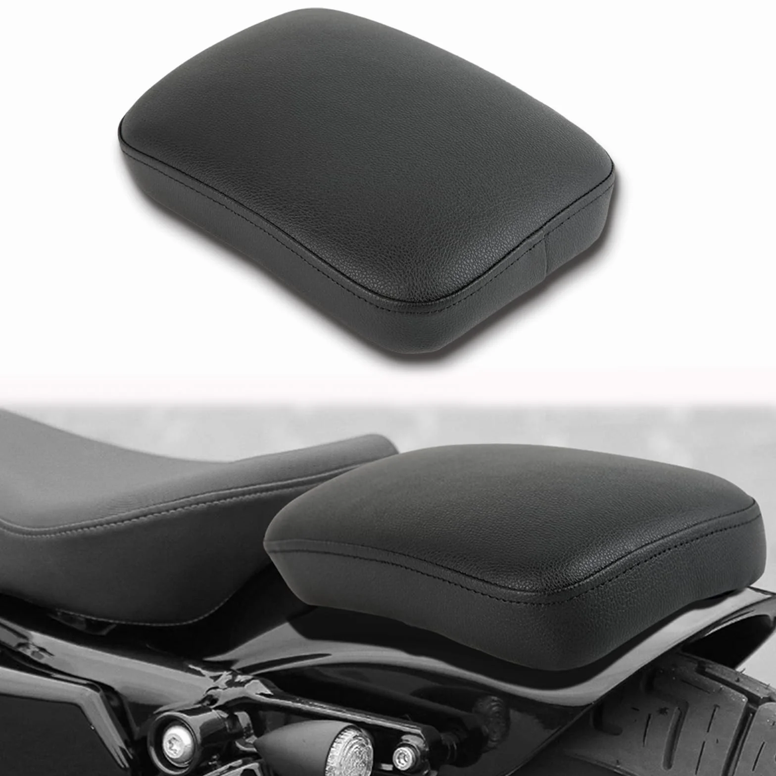 DREAMIZER Sedile Passeggero Posteriore per Moto con 8 Ventose per Sella Bobber Cruiser Chopper Custom (Nero)