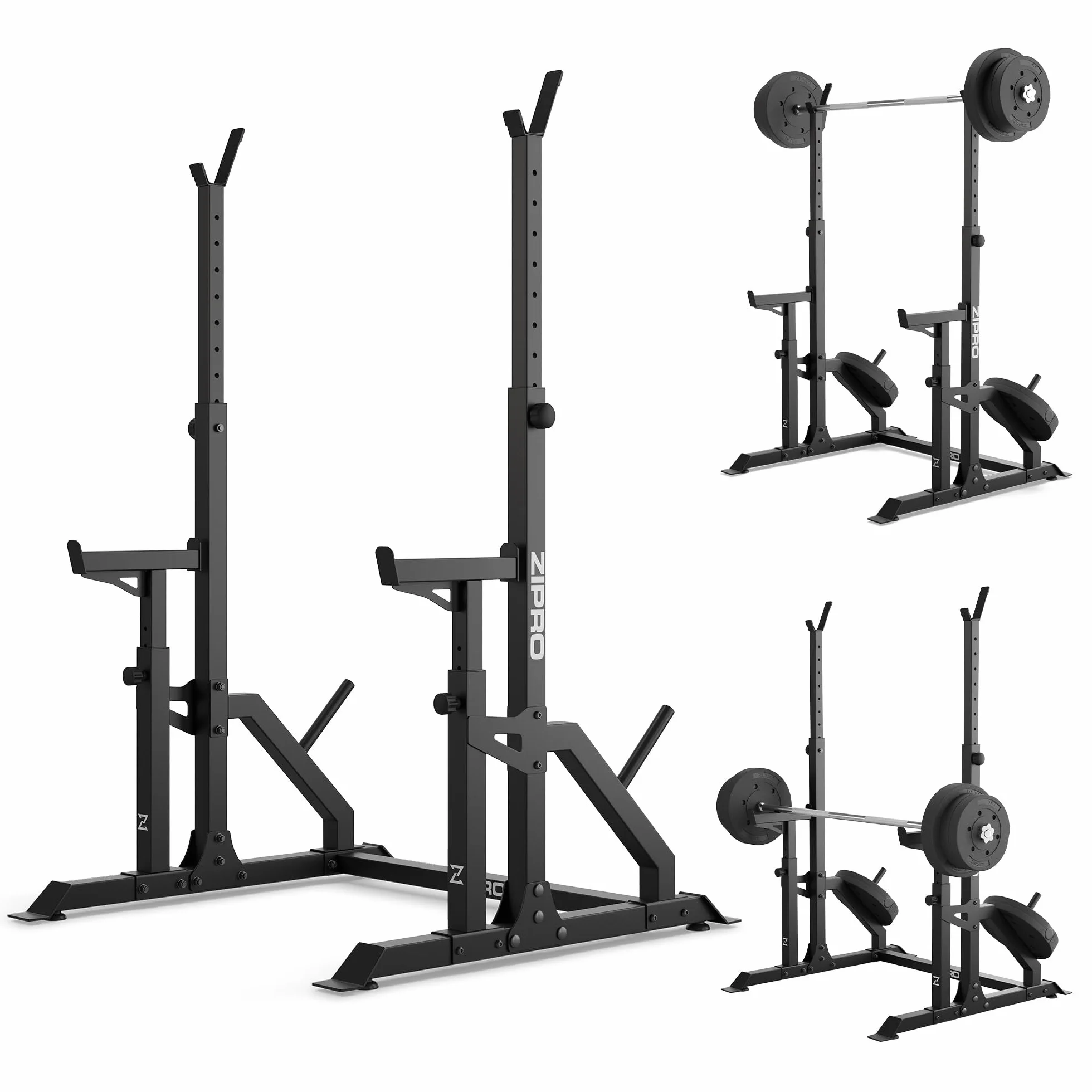 ZIPRO Ripiano bilanciere regolabile in altezza, capacità massima utente di 120 kg, in acciaio – bilanciere, squat rack, supporto per manubri, supporto per bilanciere