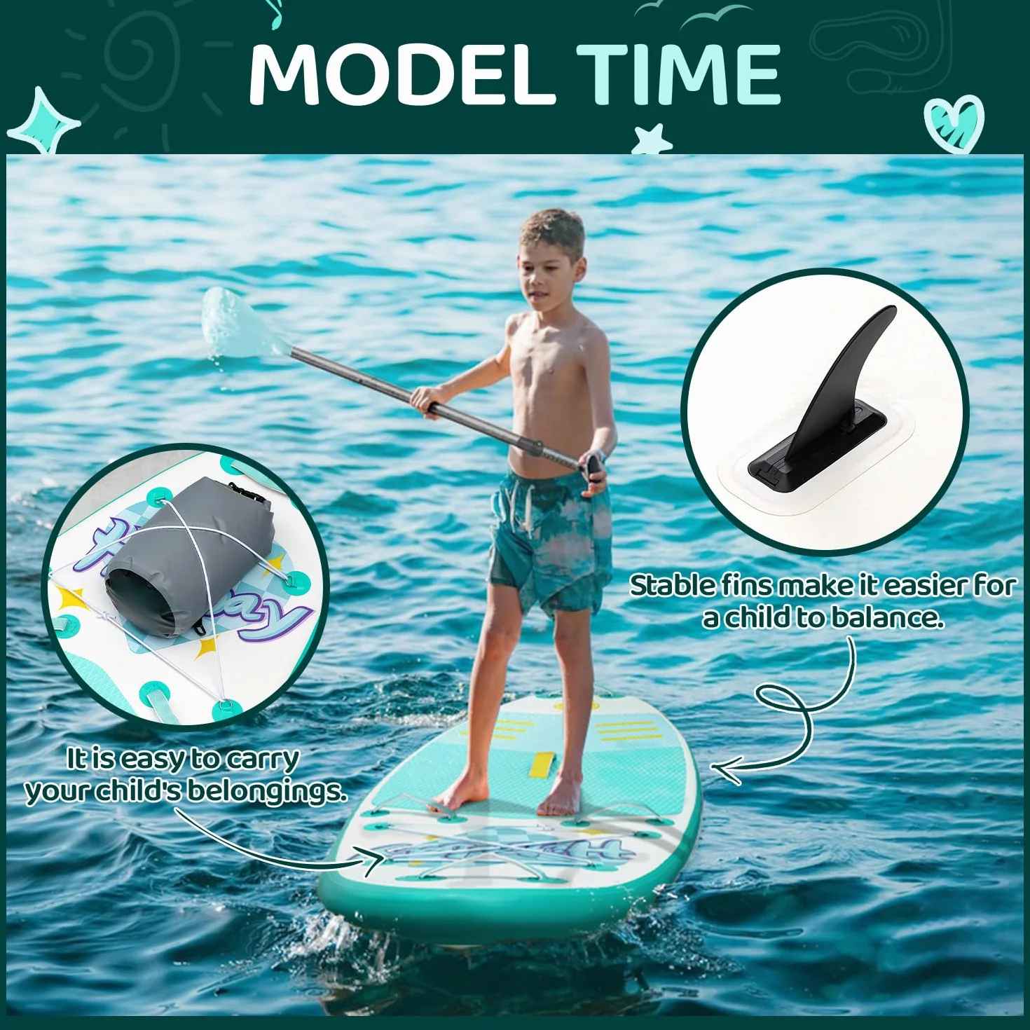 Tavola da Paddle Gonfiabile per Bambini SUP 2,1m 2,3m 2,4m 2,9m