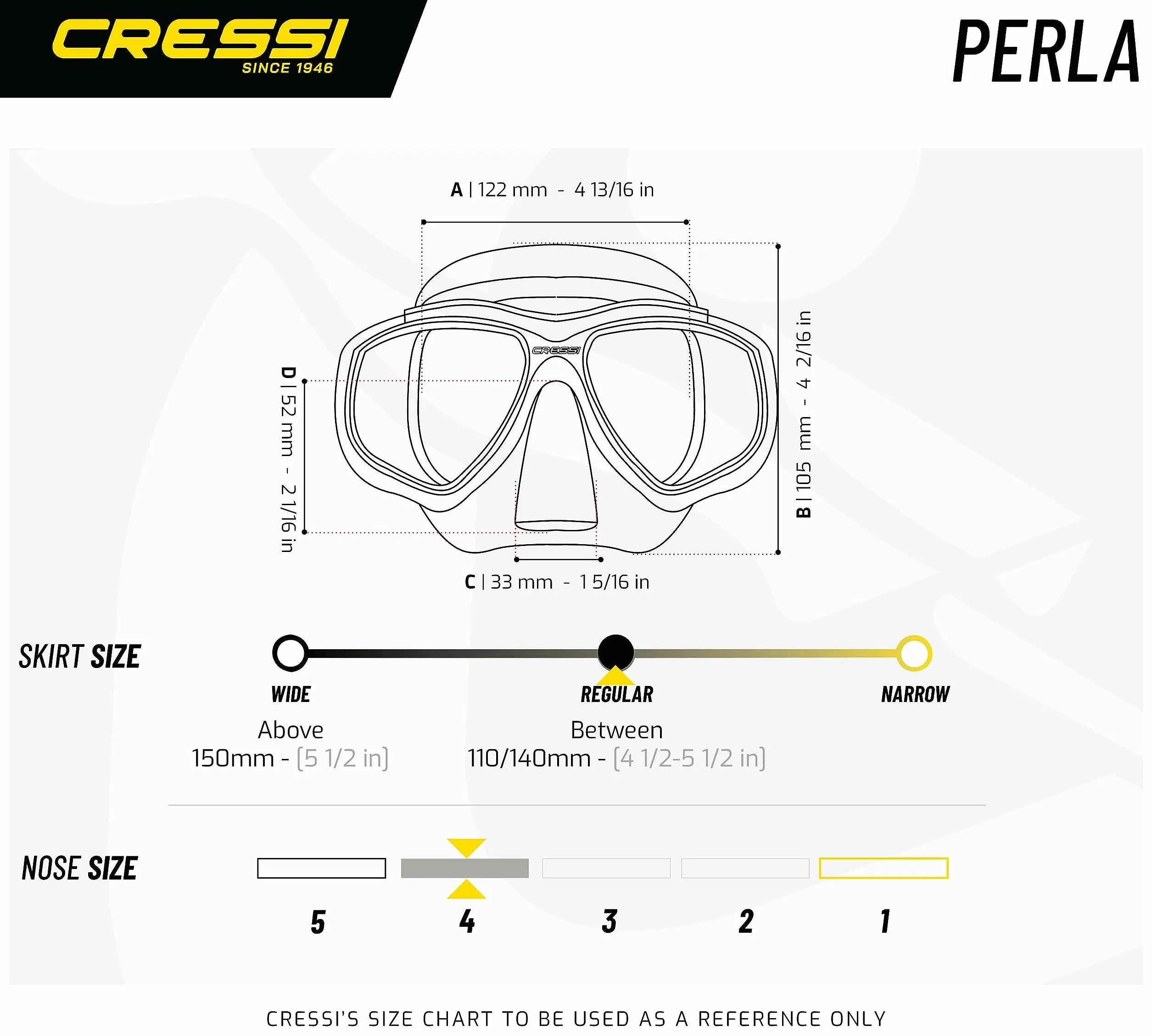 Cressi Perla Freediving Mask Perla Combo Set Mask Perla Snorkel Mexico One Size Unisex Adult