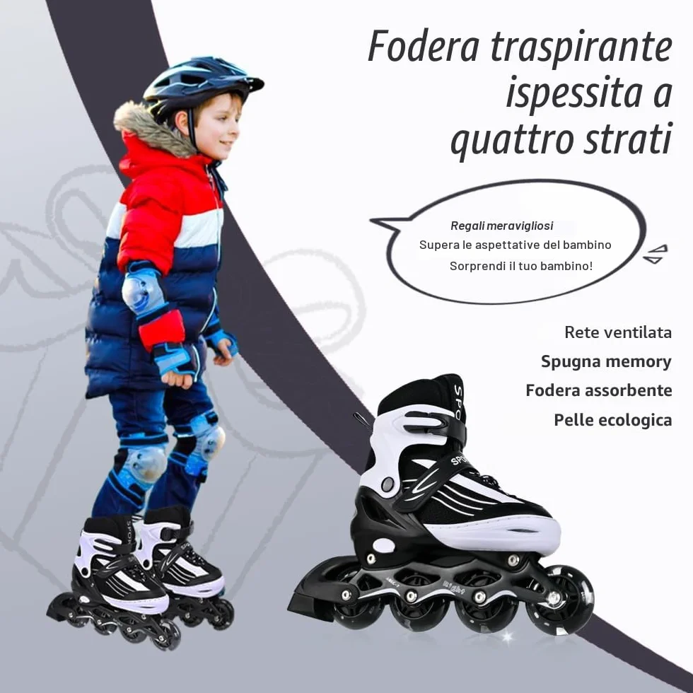 Pattini in linea per bambini, regolabili, per bambini, adulti, ragazze e ragazzi, pattini in linea, per interni ed esterni, Sakura rosa