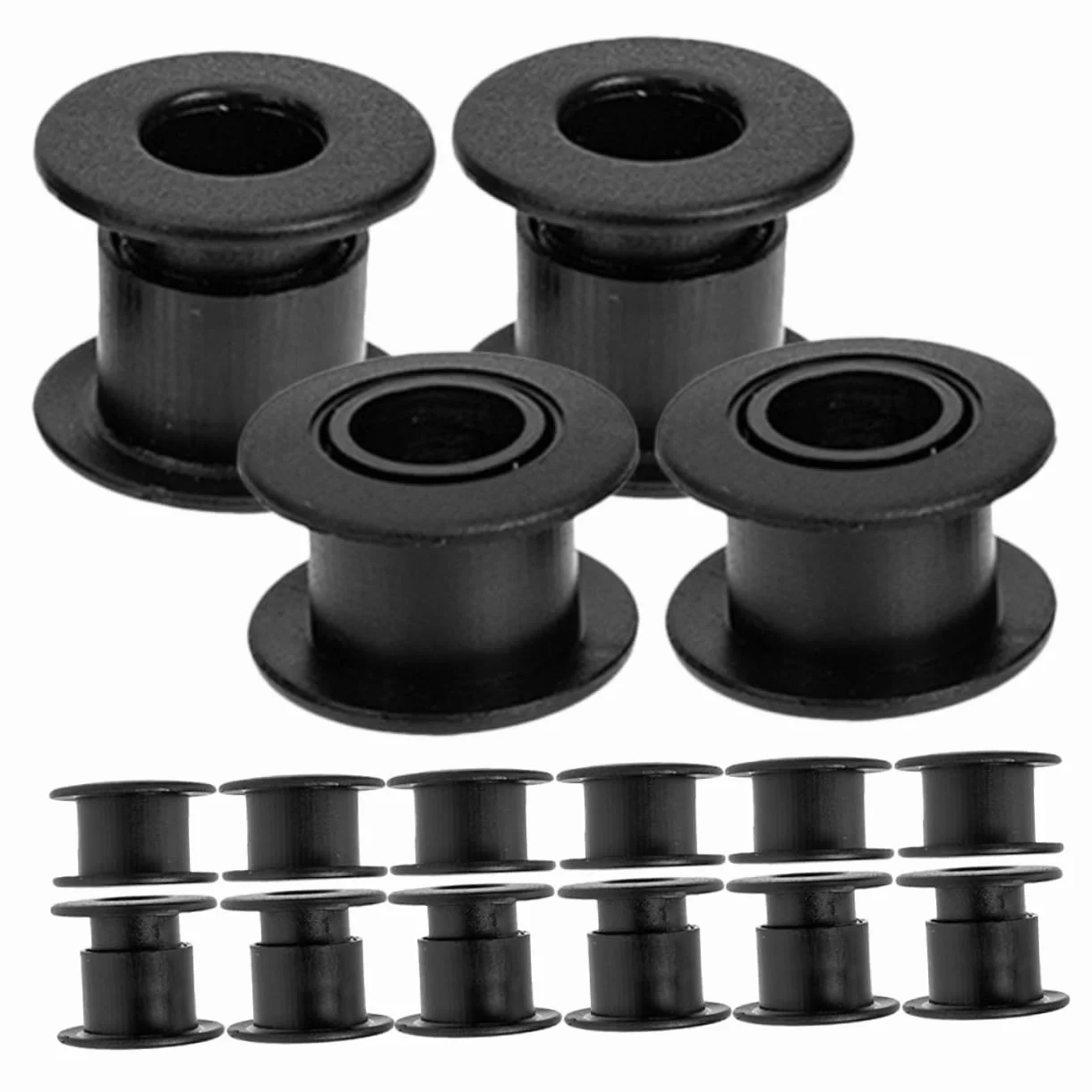 Boccole Calcio Balilla ABS Nero Set 16 Pezzi Foro 12mm Alta Durabilità